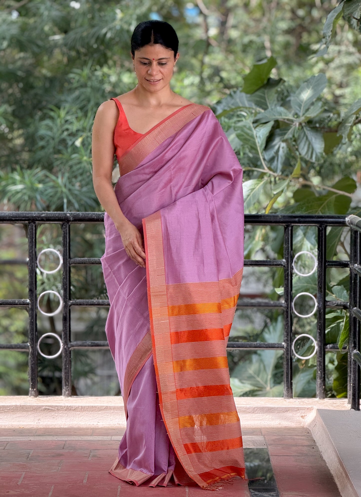 Handloom Maheshwari Cotton Silk Saree.