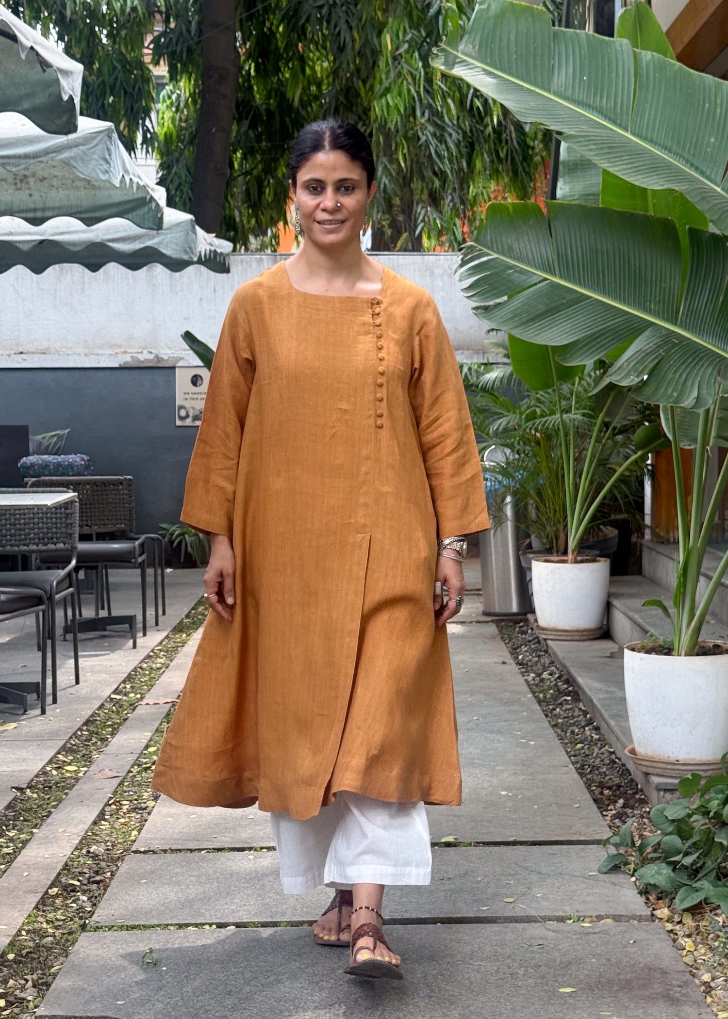 Handloom Linen By Linen Kalidar Kurta