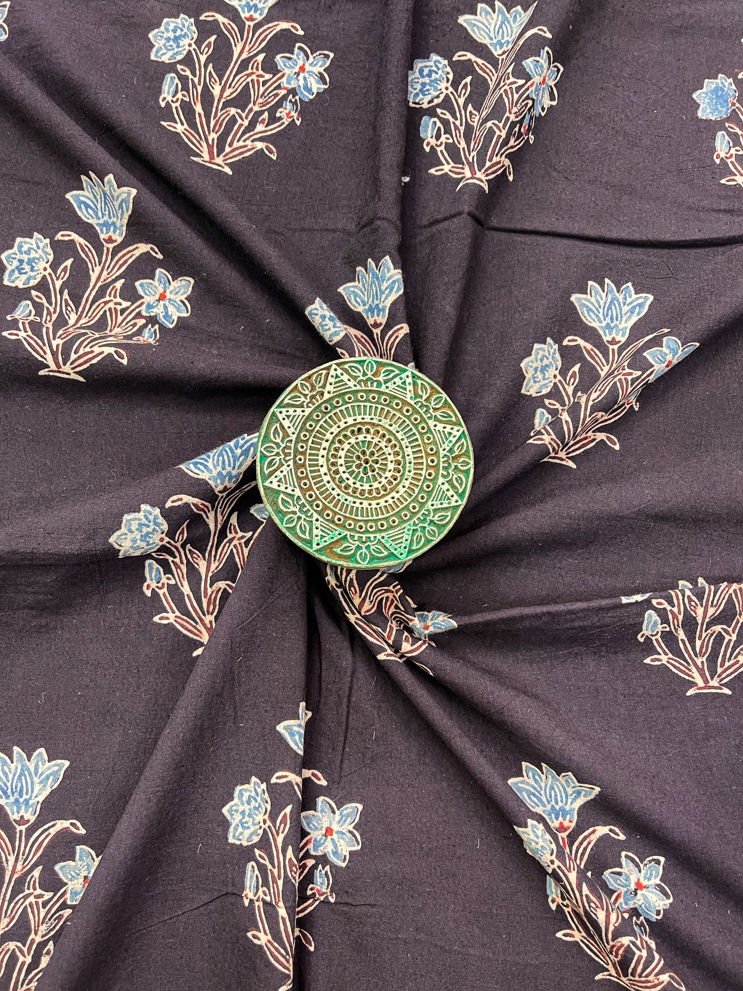Handblock Printed Natural Dyed Ajrakh Cotton Fabric