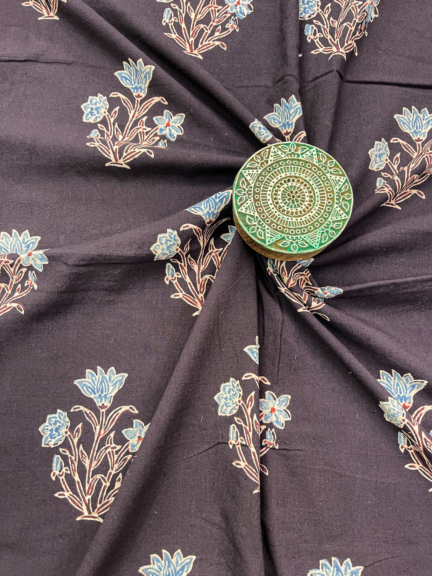 Handblock Printed Natural Dyed Ajrakh Cotton Fabric