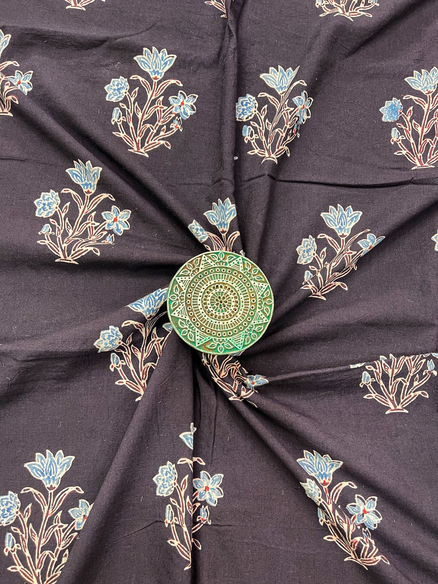 Handblock Printed Natural Dyed Ajrakh Cotton Fabric