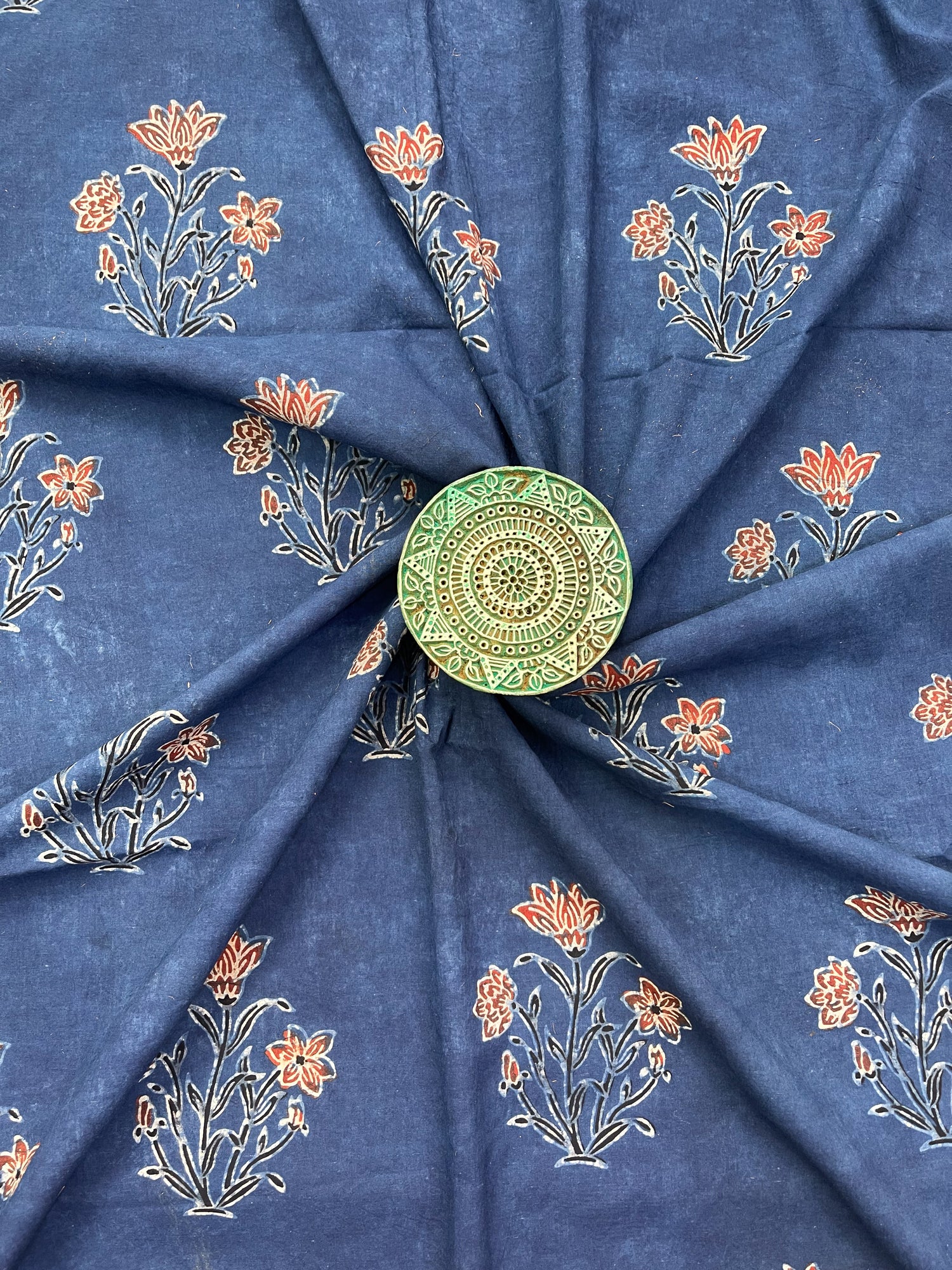 Handblock Printed Natural Dyed Ajrakh Cotton Fabric