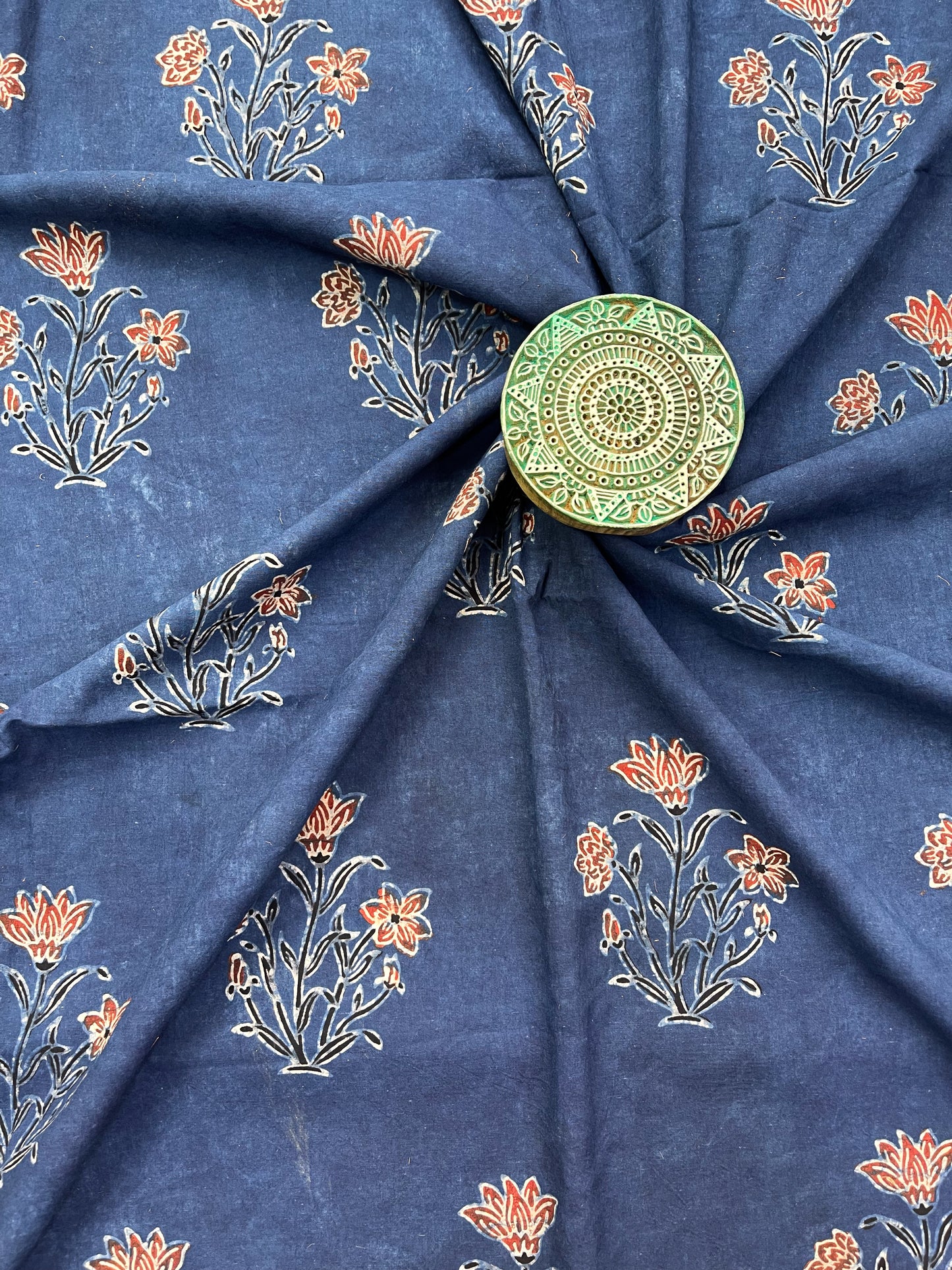Handblock Printed Natural Dyed Ajrakh Cotton Fabric