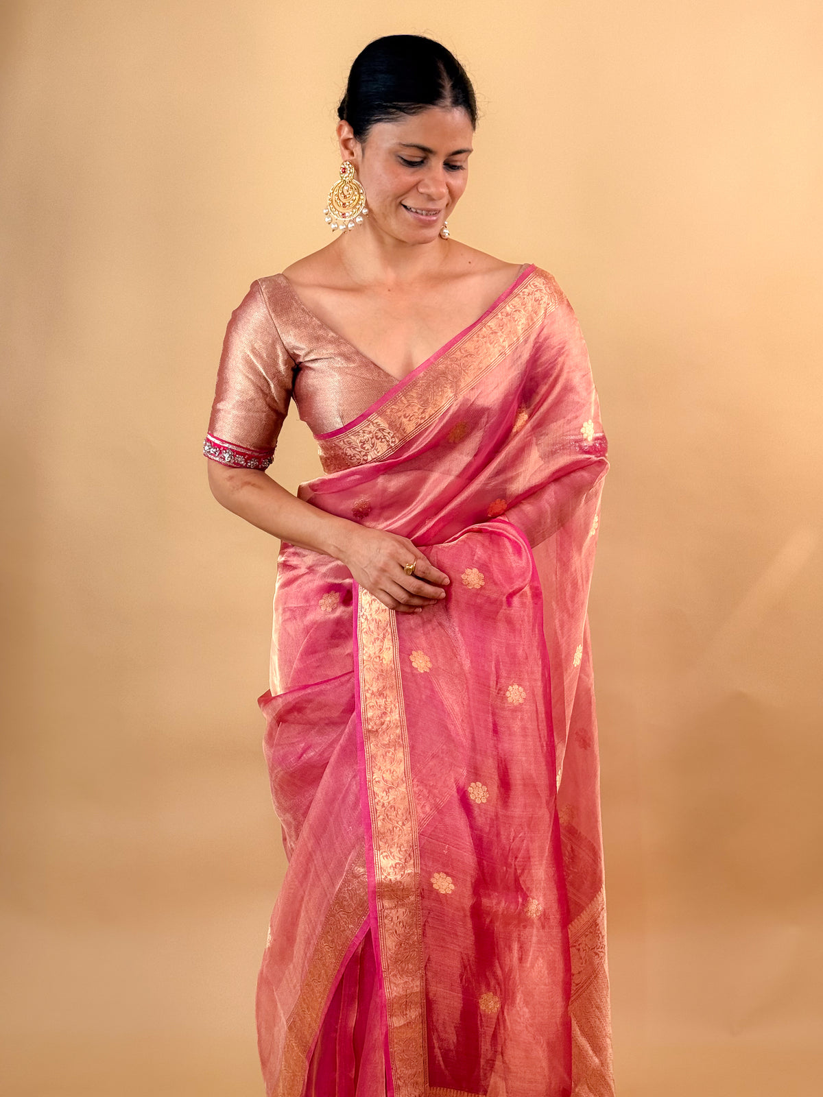 Handwoven Ektara Tissue Silk Banarasi Saree