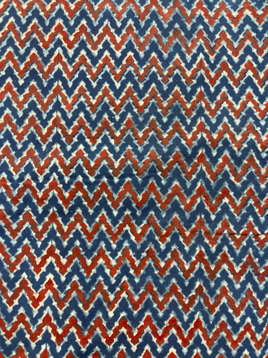 Handblock Printed Natural Dyed Ajrakh Cotton Fabric