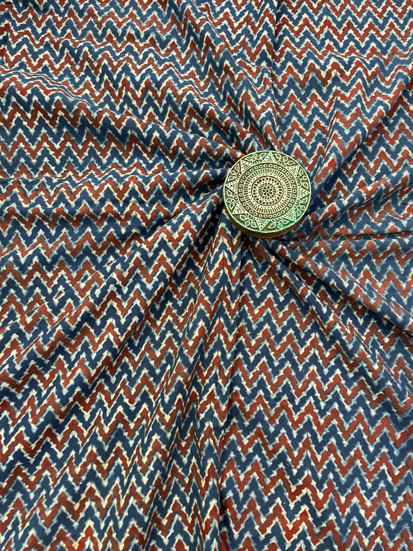 Handblock Printed Natural Dyed Ajrakh Cotton Fabric