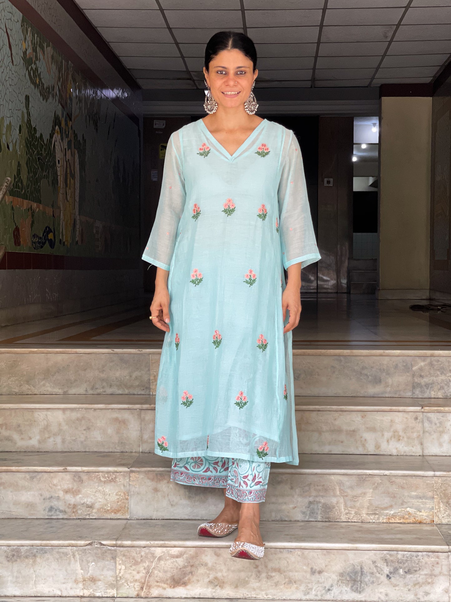 block print Chanderi Silk pant
