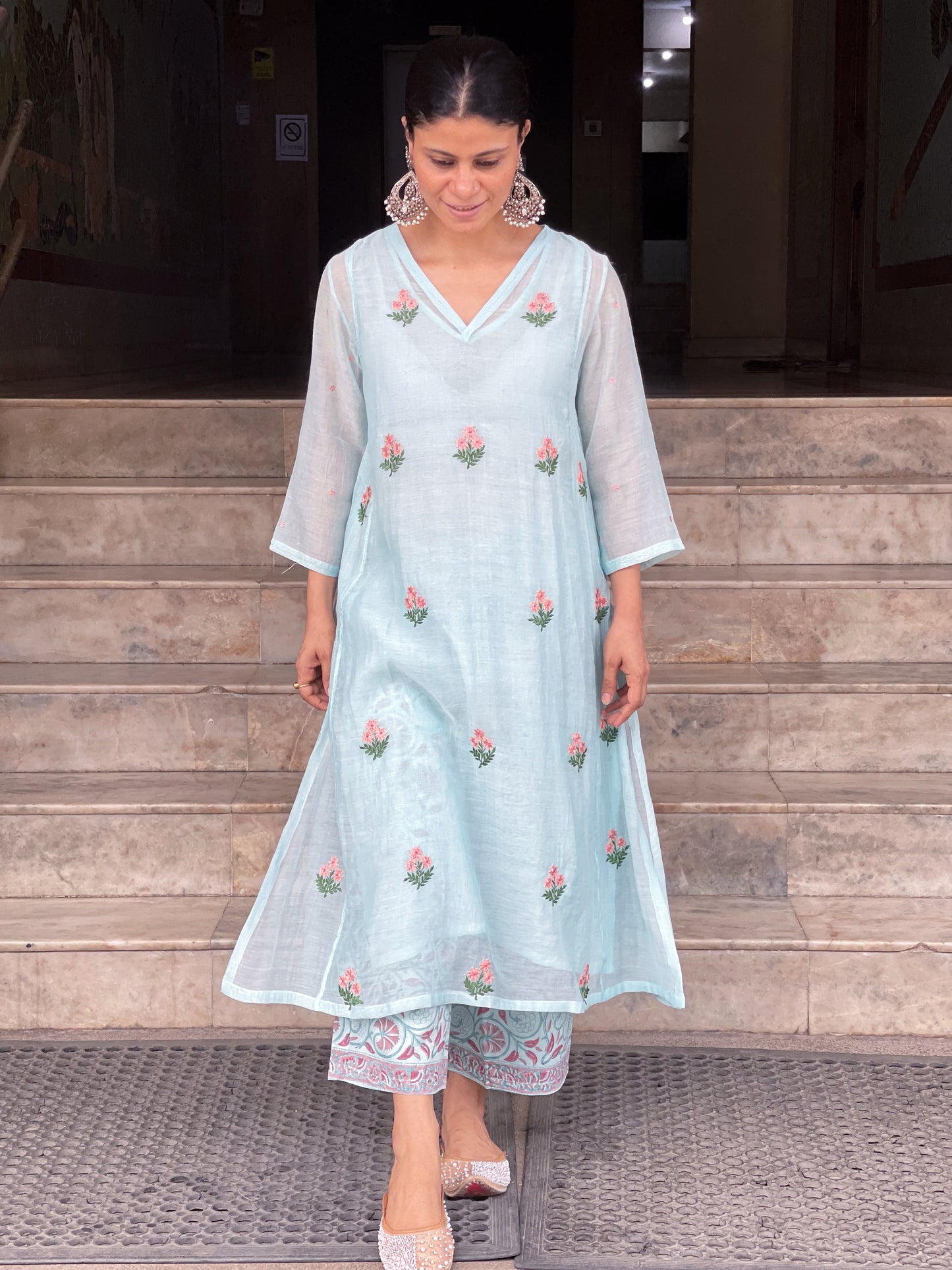 block print Chanderi Silk pant