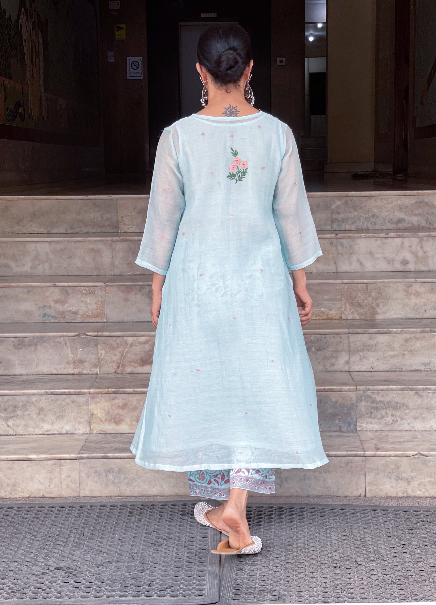 block print Chanderi Silk pant