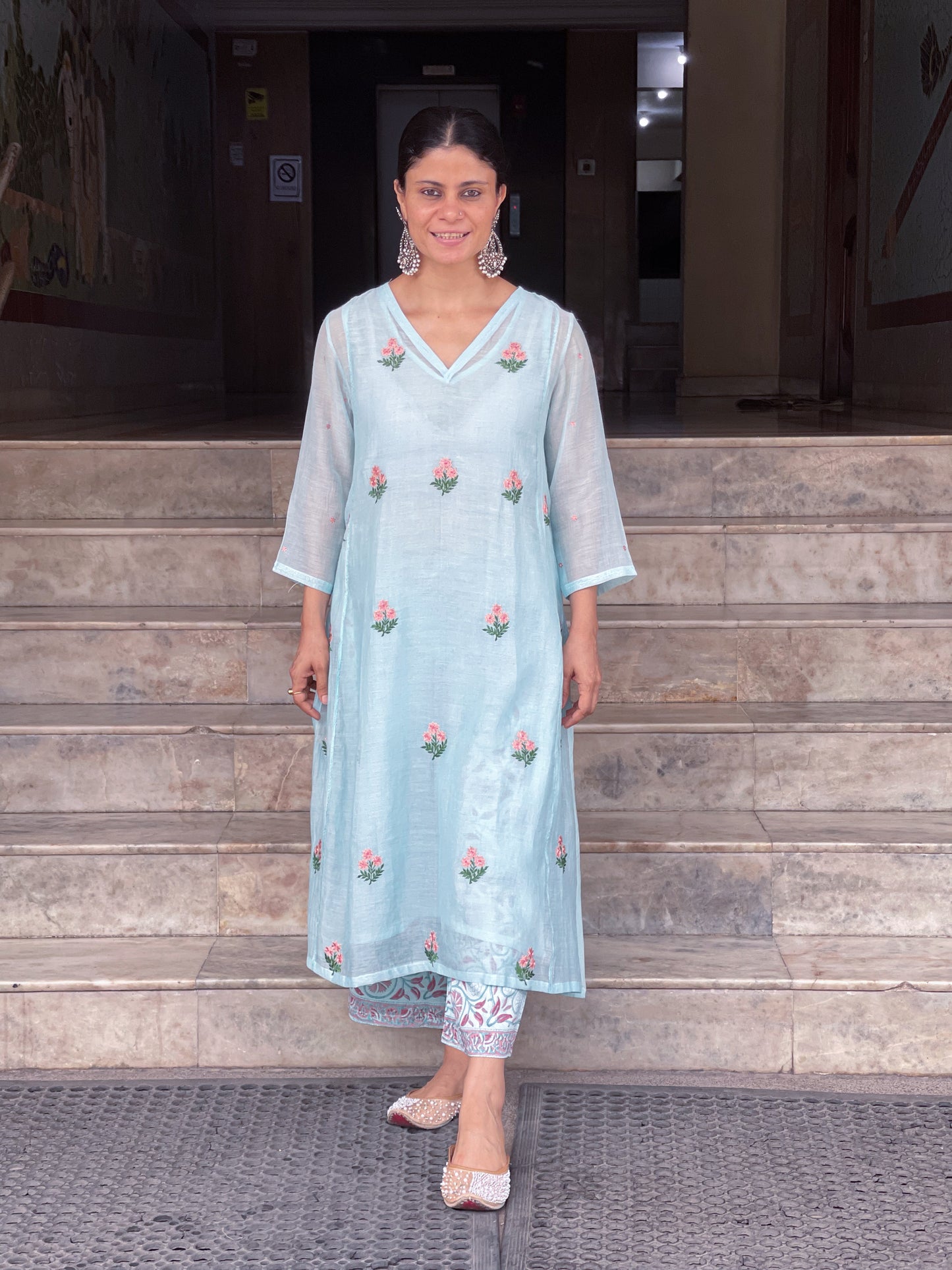 block print Chanderi Silk pant