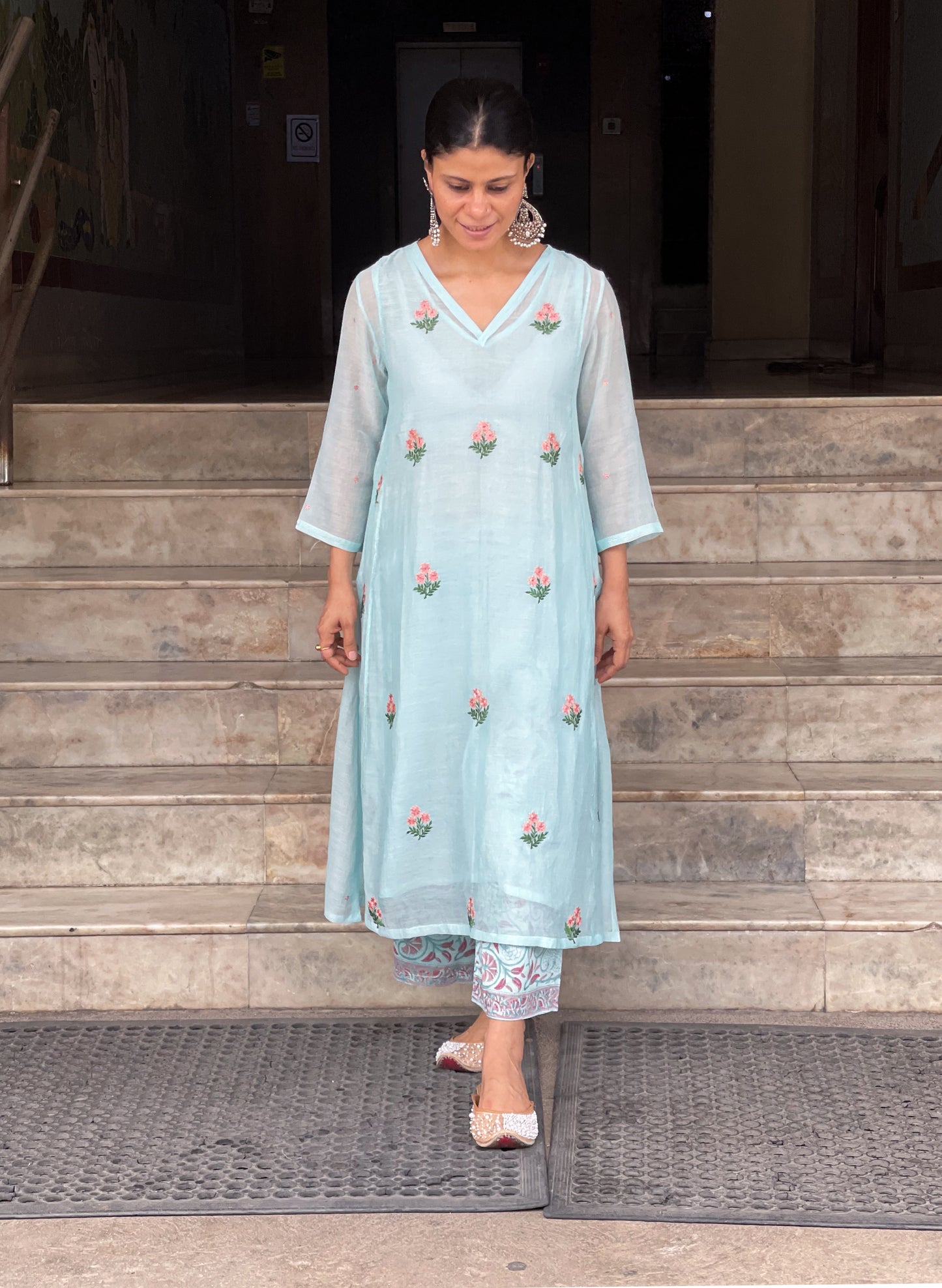 block print Chanderi Silk pant
