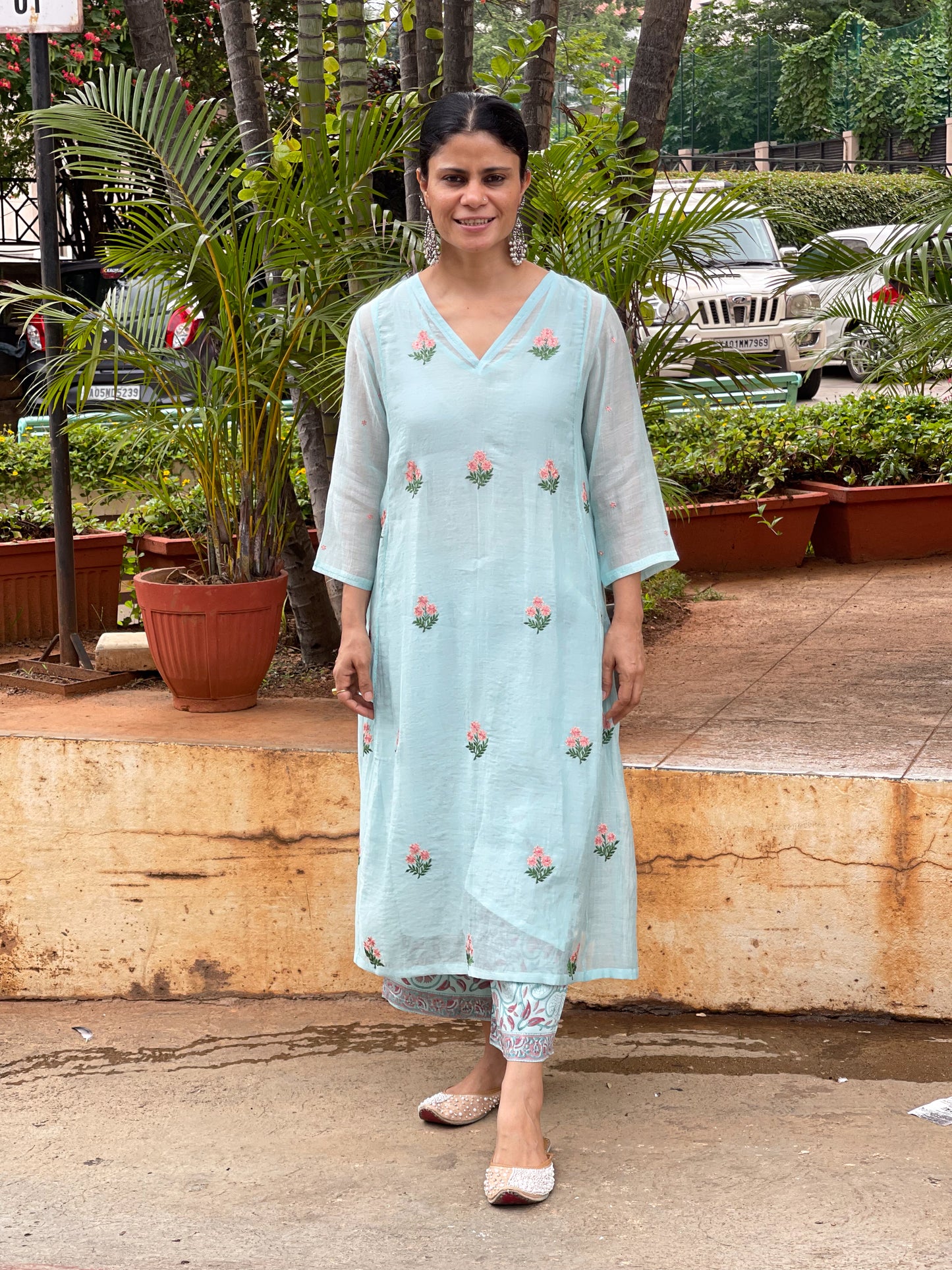 block print Chanderi Silk pant