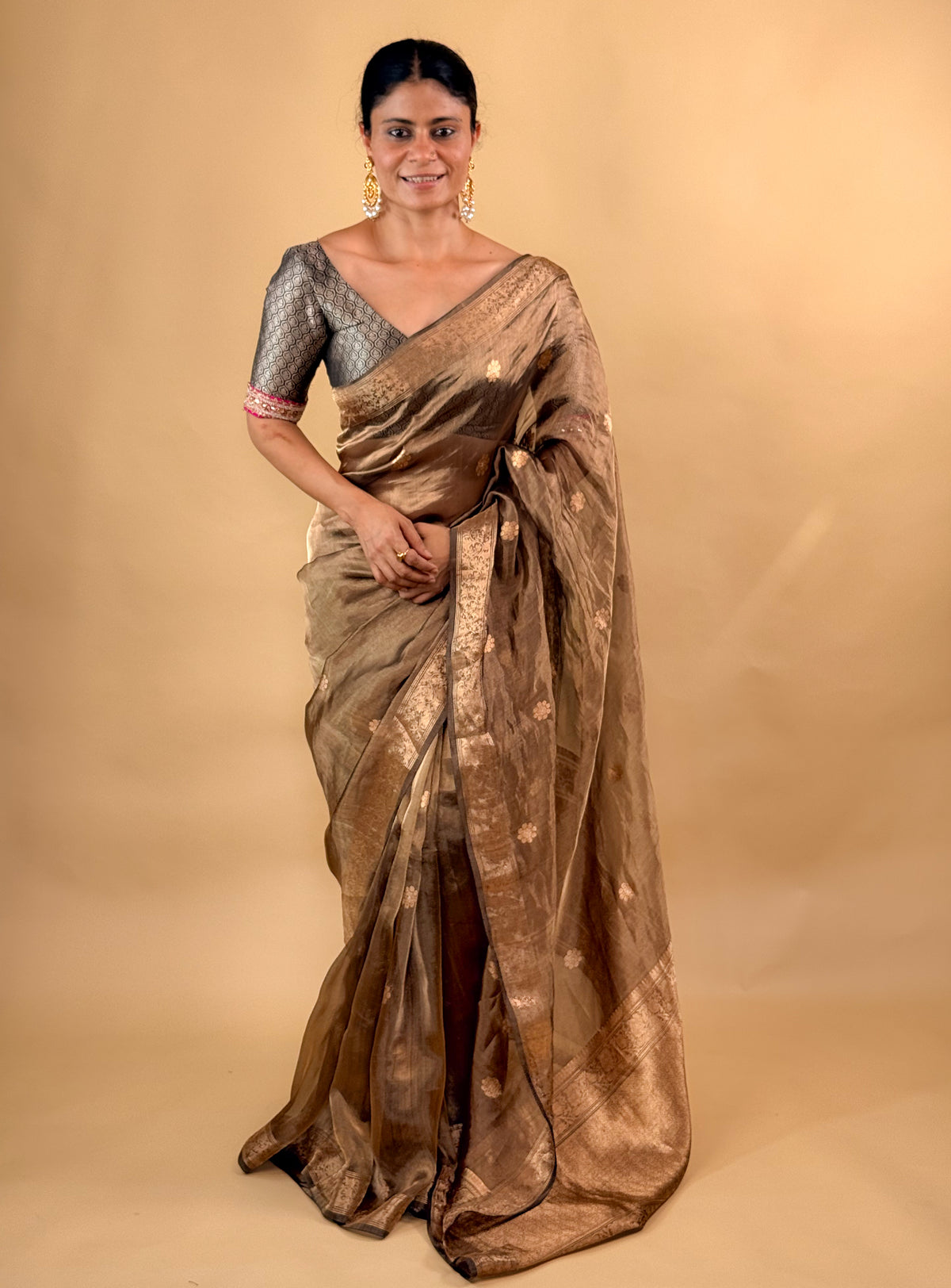 Handwoven Ektara Tissue Silk Banarasi Saree