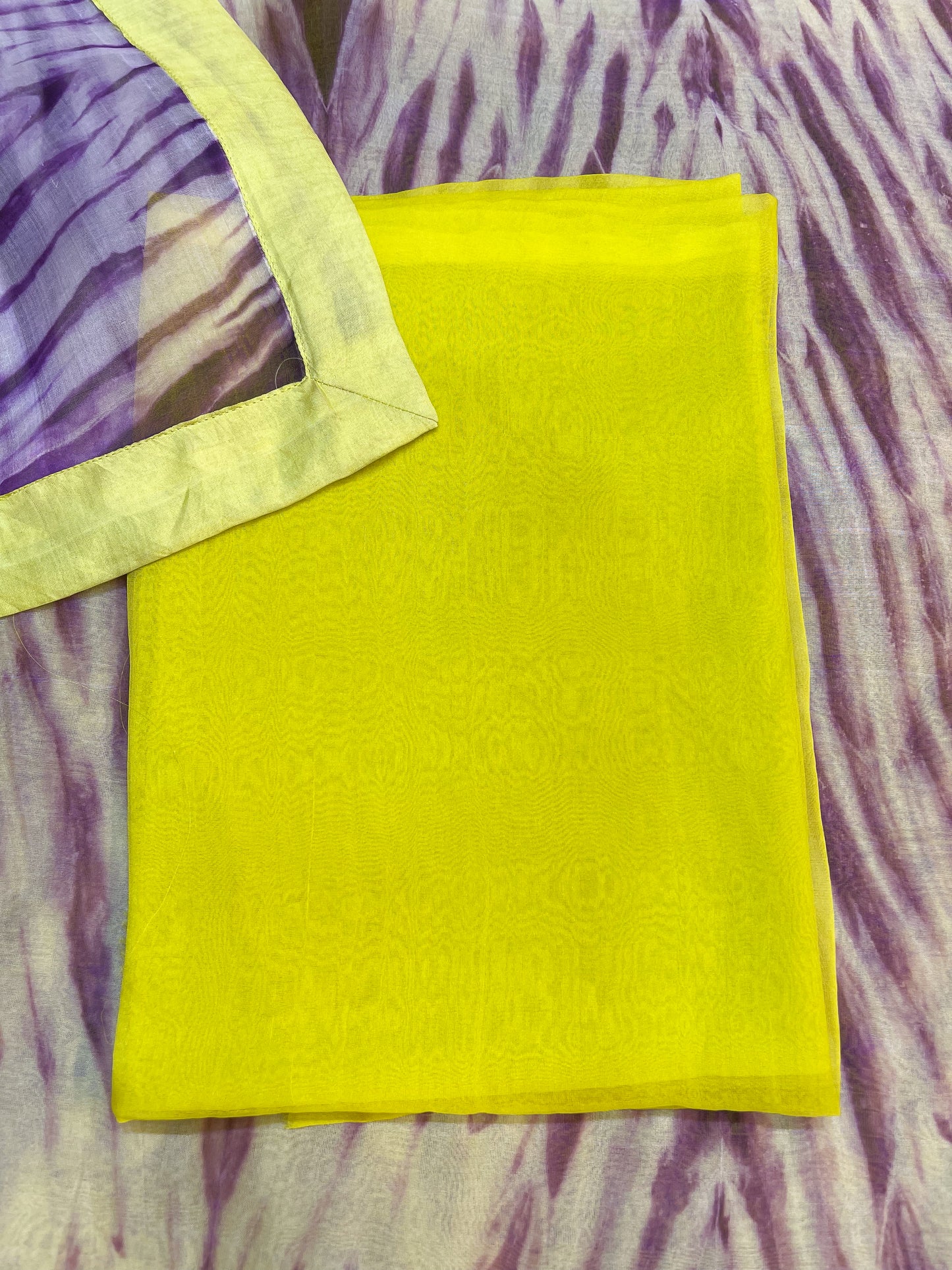 Handloom Organza Silk Saree in Handmade Arashi Shibori With Mulberry Silk Borders.