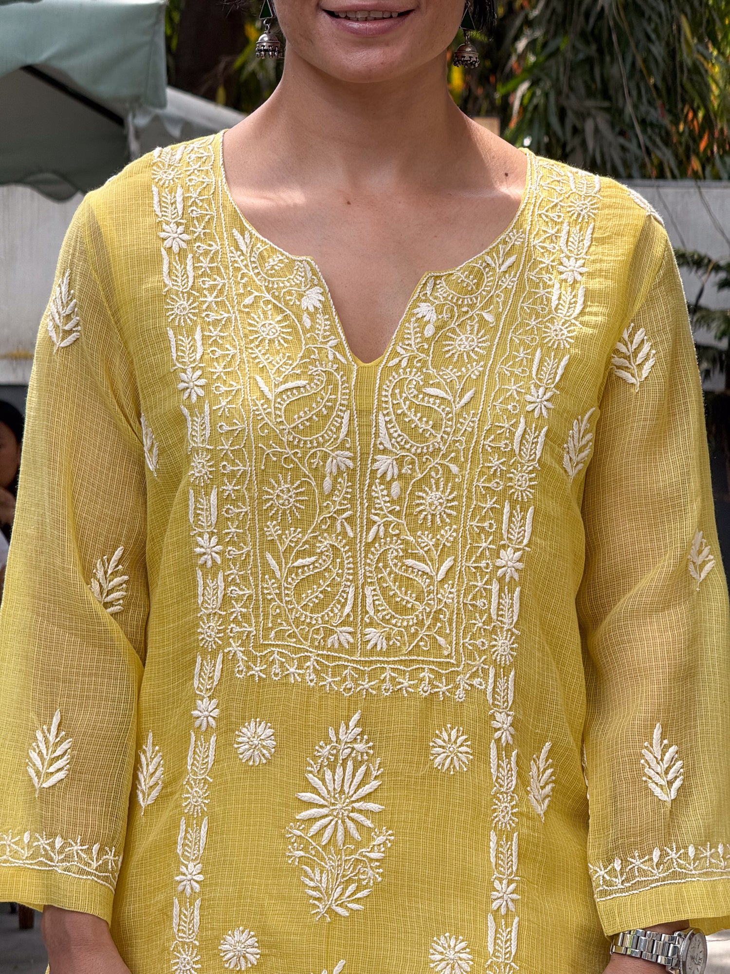 Handloom And Handembroidered Chikankari Kota Doria  Kurta