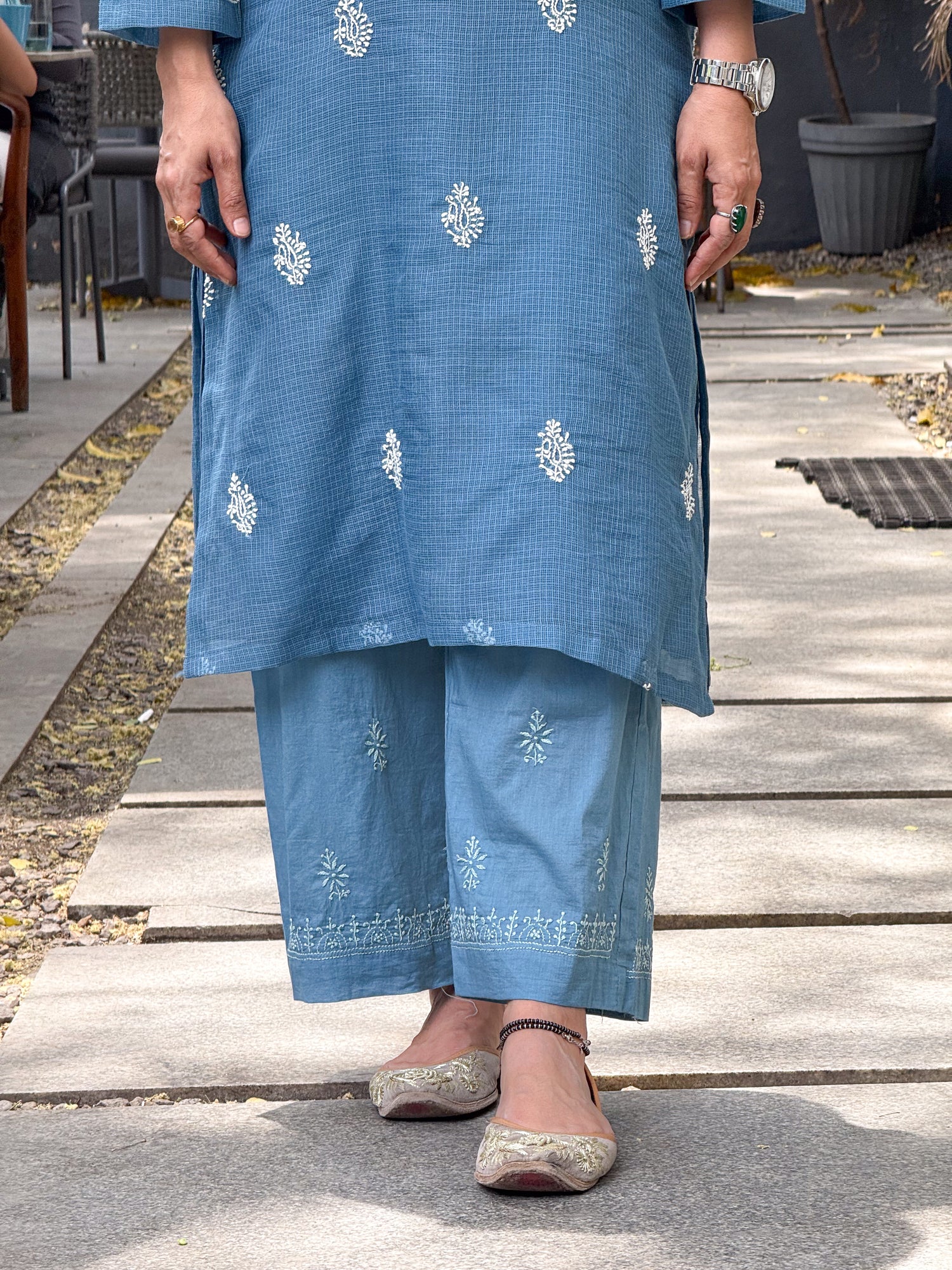 Handloom And Handembroidered Chikankari Cotton Pant