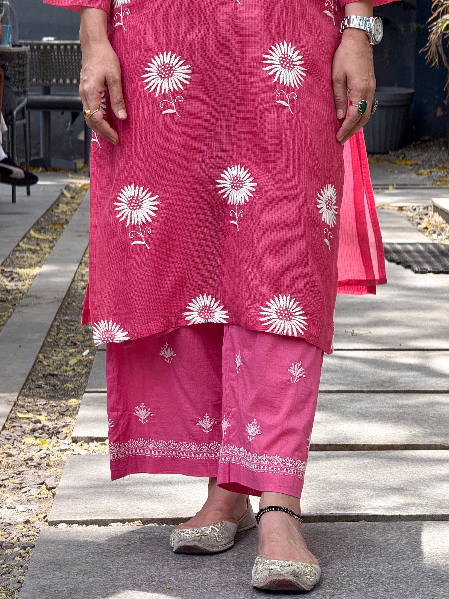 Handloom And Handembroidered Chikankari Cotton Pant