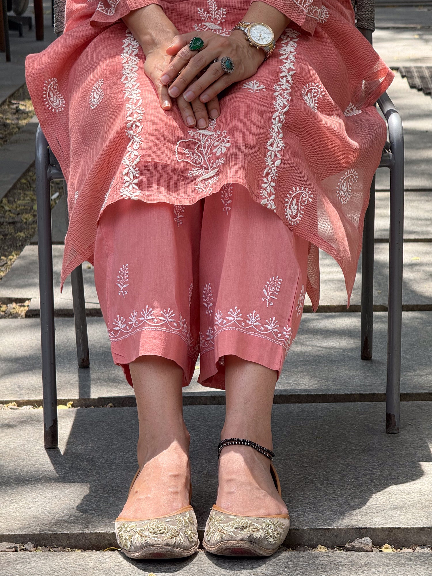 Handloom And Handembroidered Chikankari Cotton Pant