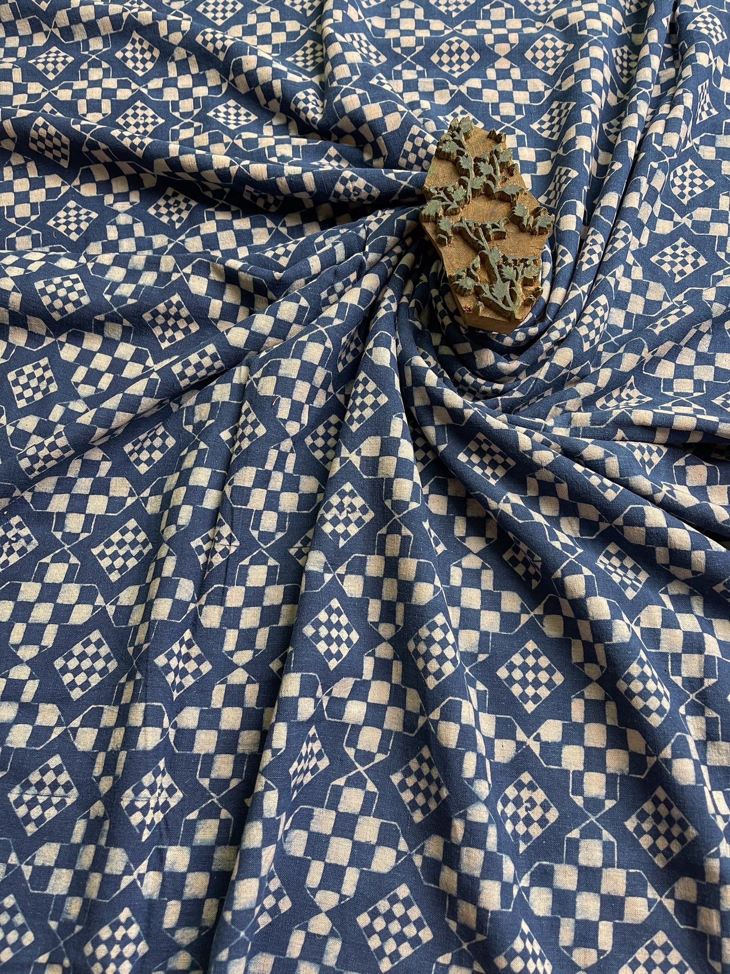 Handloom Cotton Handblock Printed Natural Dyed Ajrakh Fabric