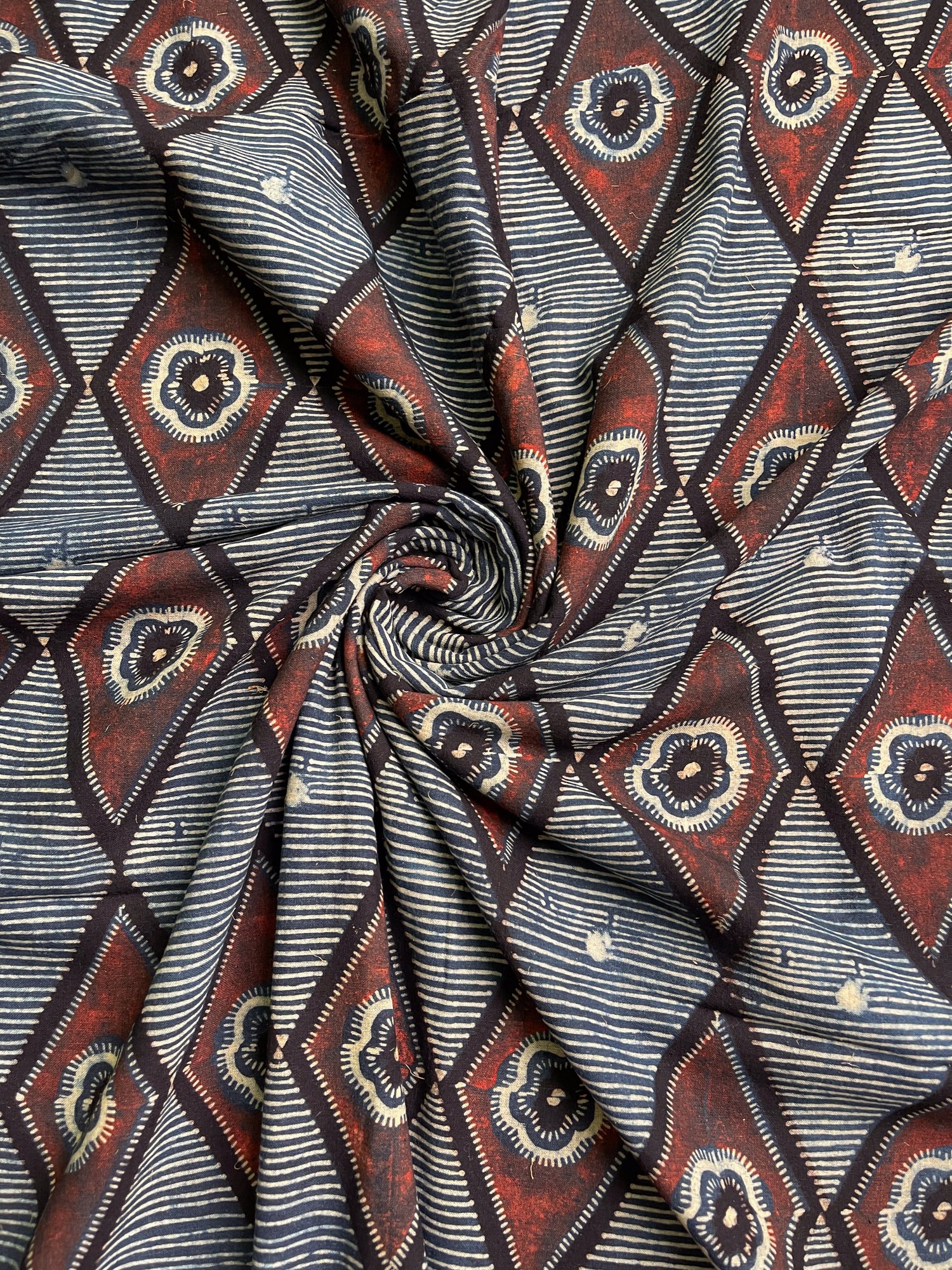 Handloom Cotton Handblock Printed Natural Dyed Ajrakh Fabric