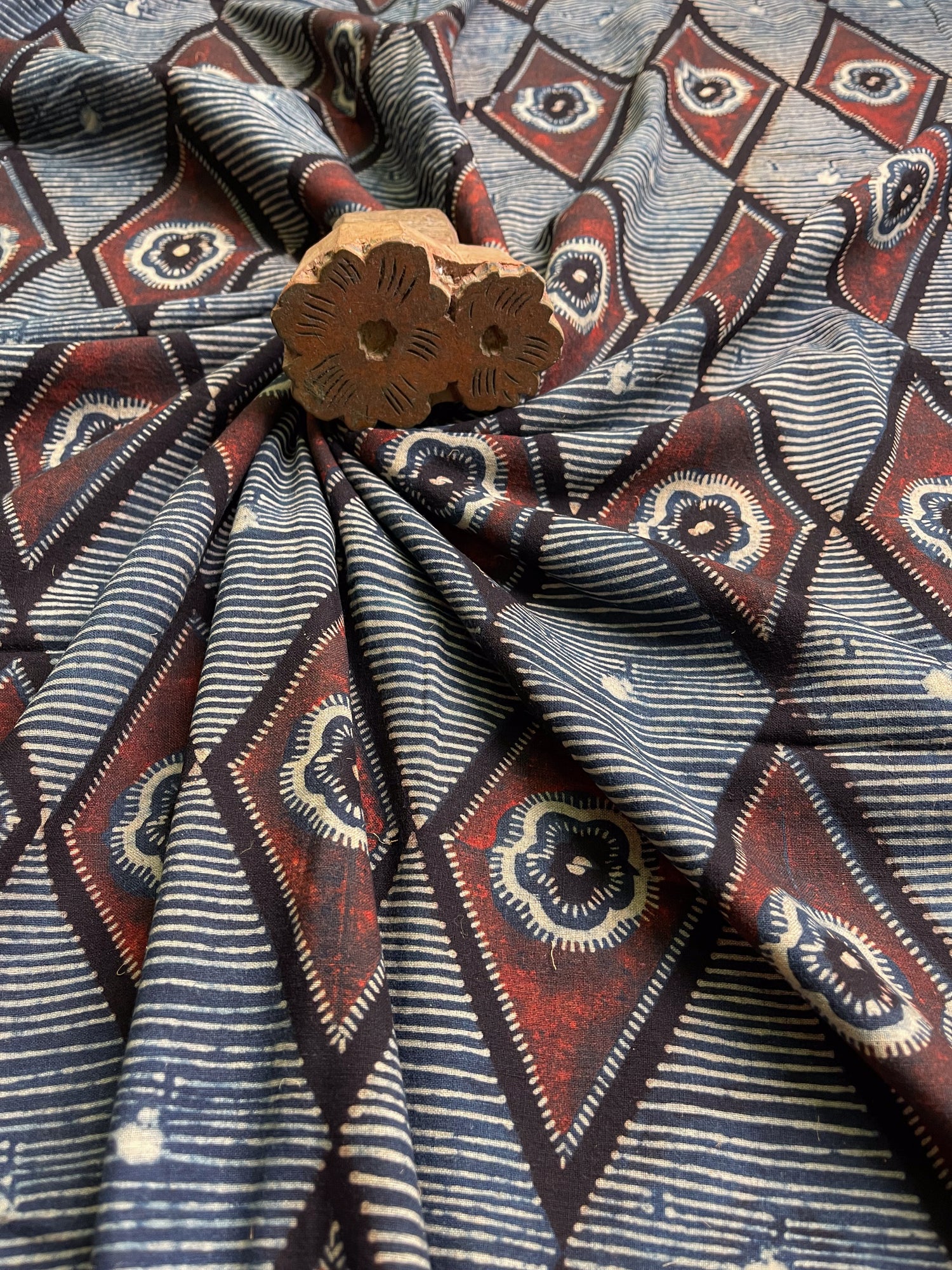 Handloom Cotton Handblock Printed Natural Dyed Ajrakh Fabric