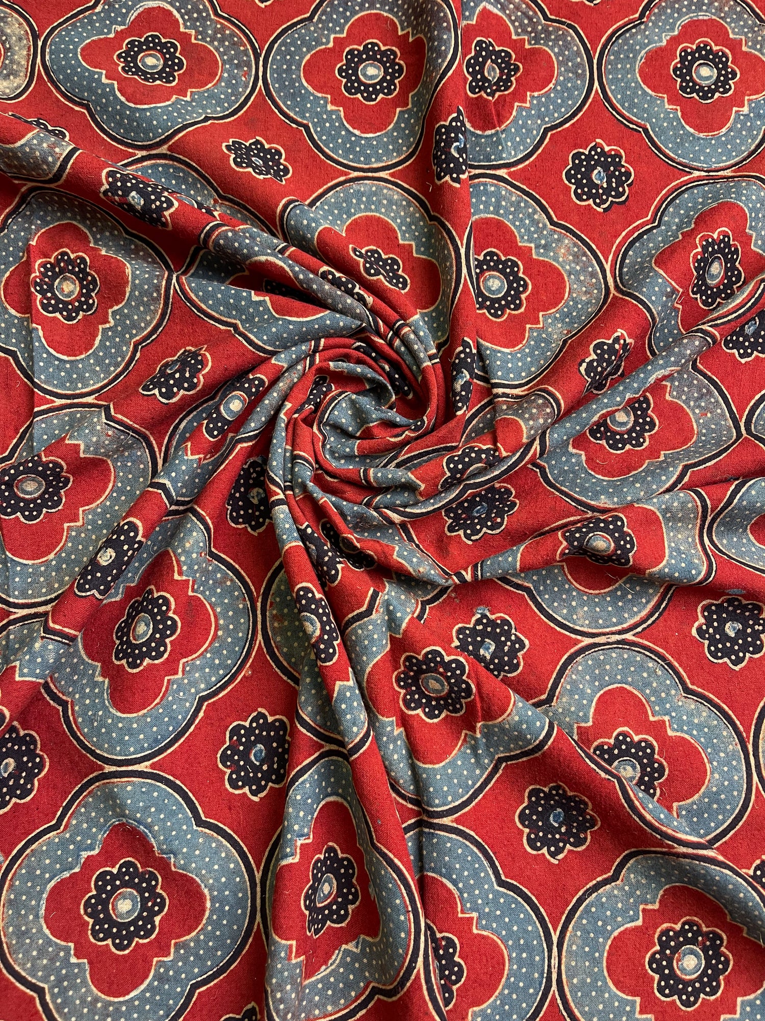Handloom Cotton Handblock Printed Natural Dyed Ajrakh Fabric