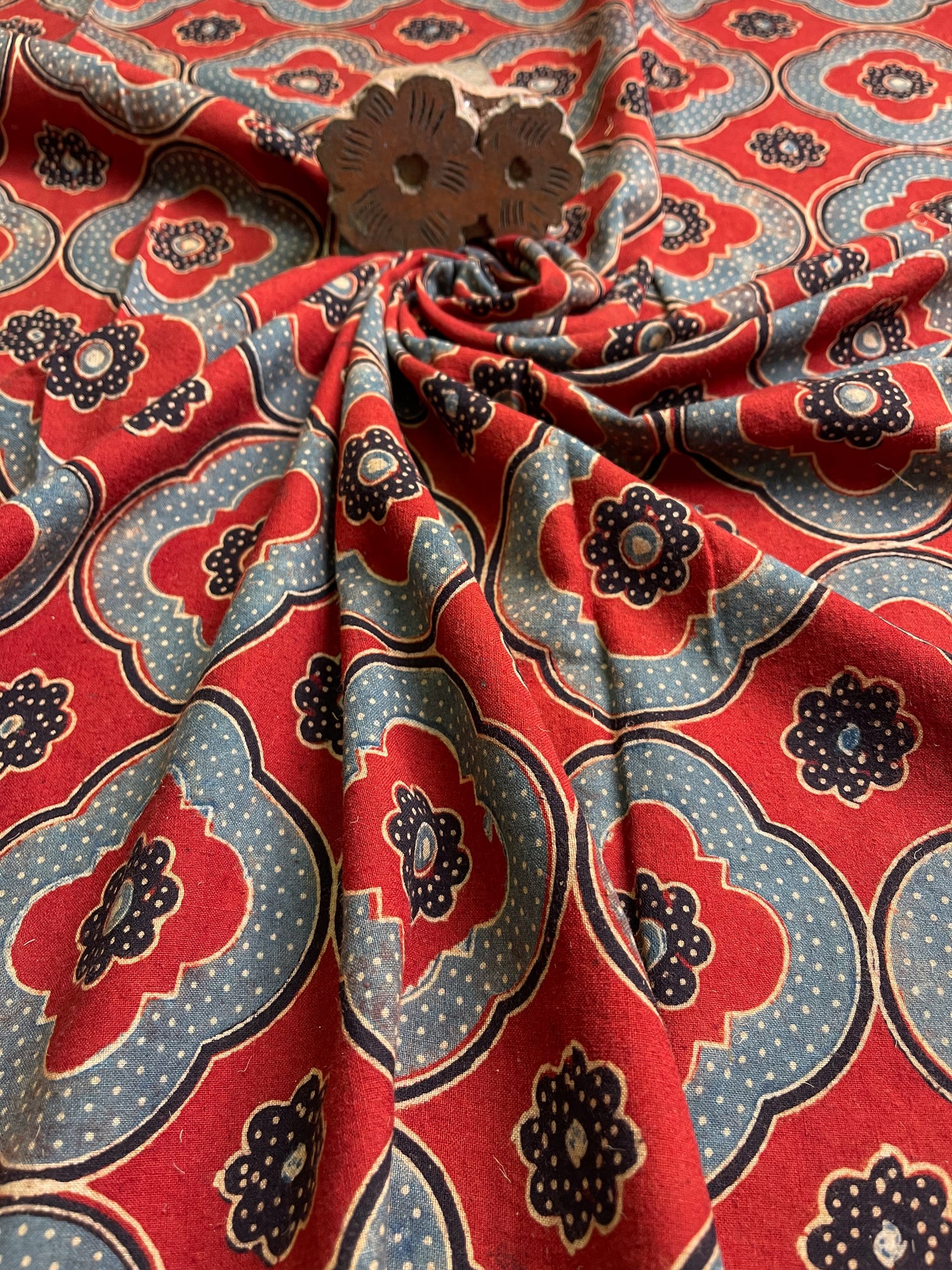 Handloom Cotton Handblock Printed Natural Dyed Ajrakh Fabric