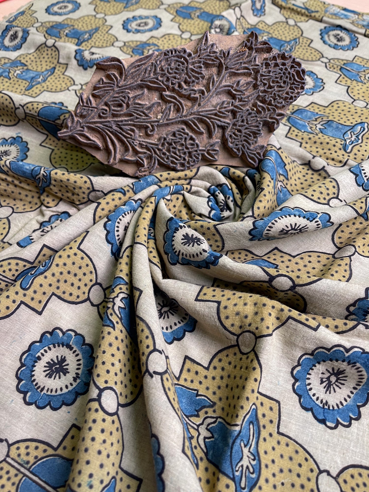 Handloom Cotton Handblock Printed Natural Dyed Ajrakh Fabric