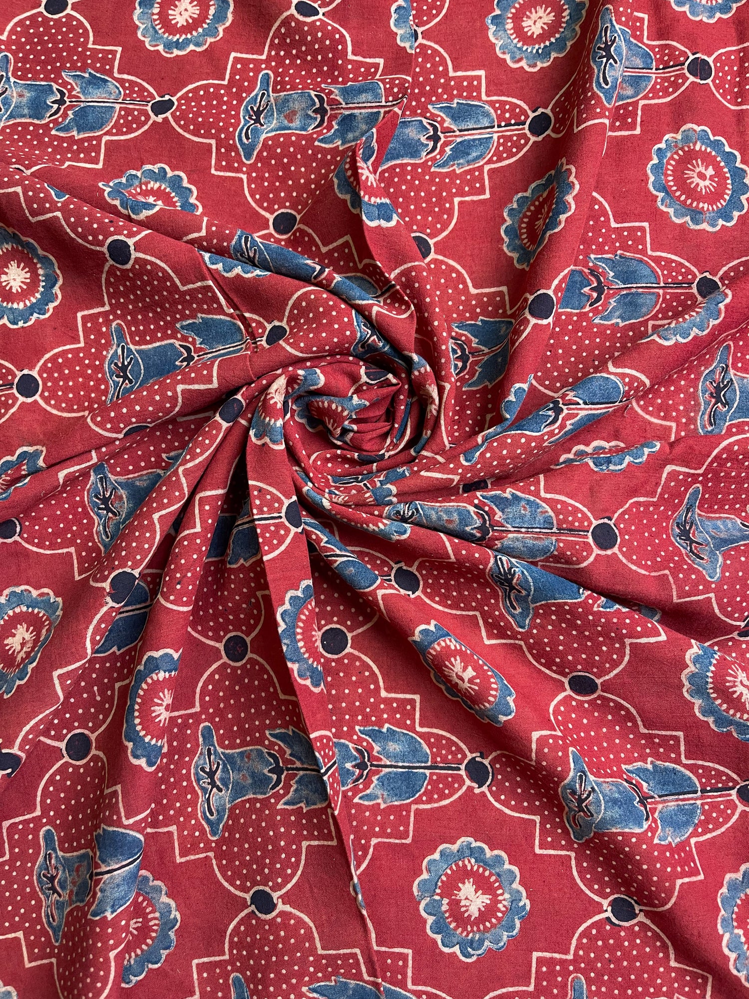 Handloom Cotton Handblock Printed Natural Dyed Ajrakh Fabric