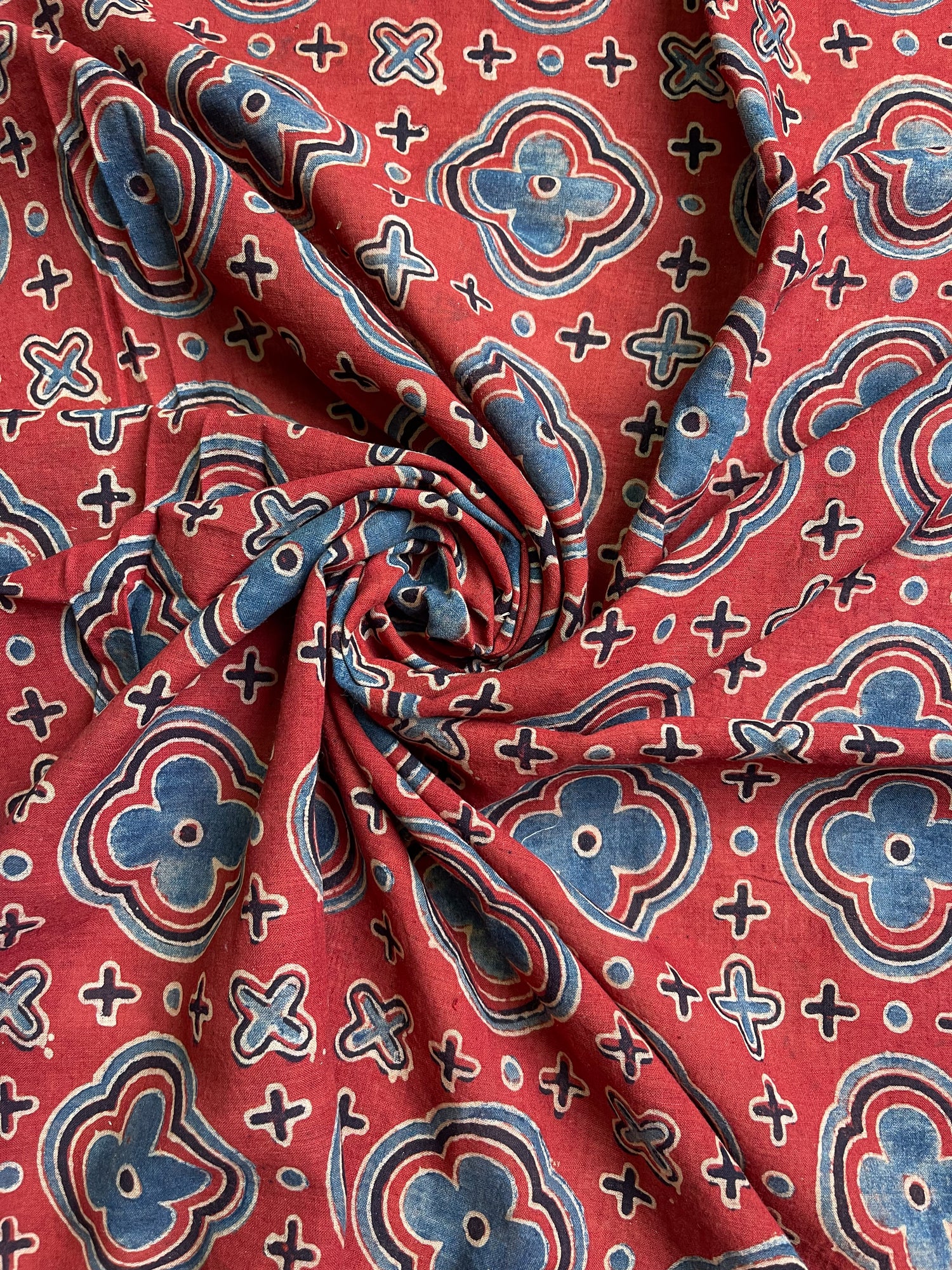 Handloom Cotton Handblock Printed Natural Dyed Ajrakh Fabric