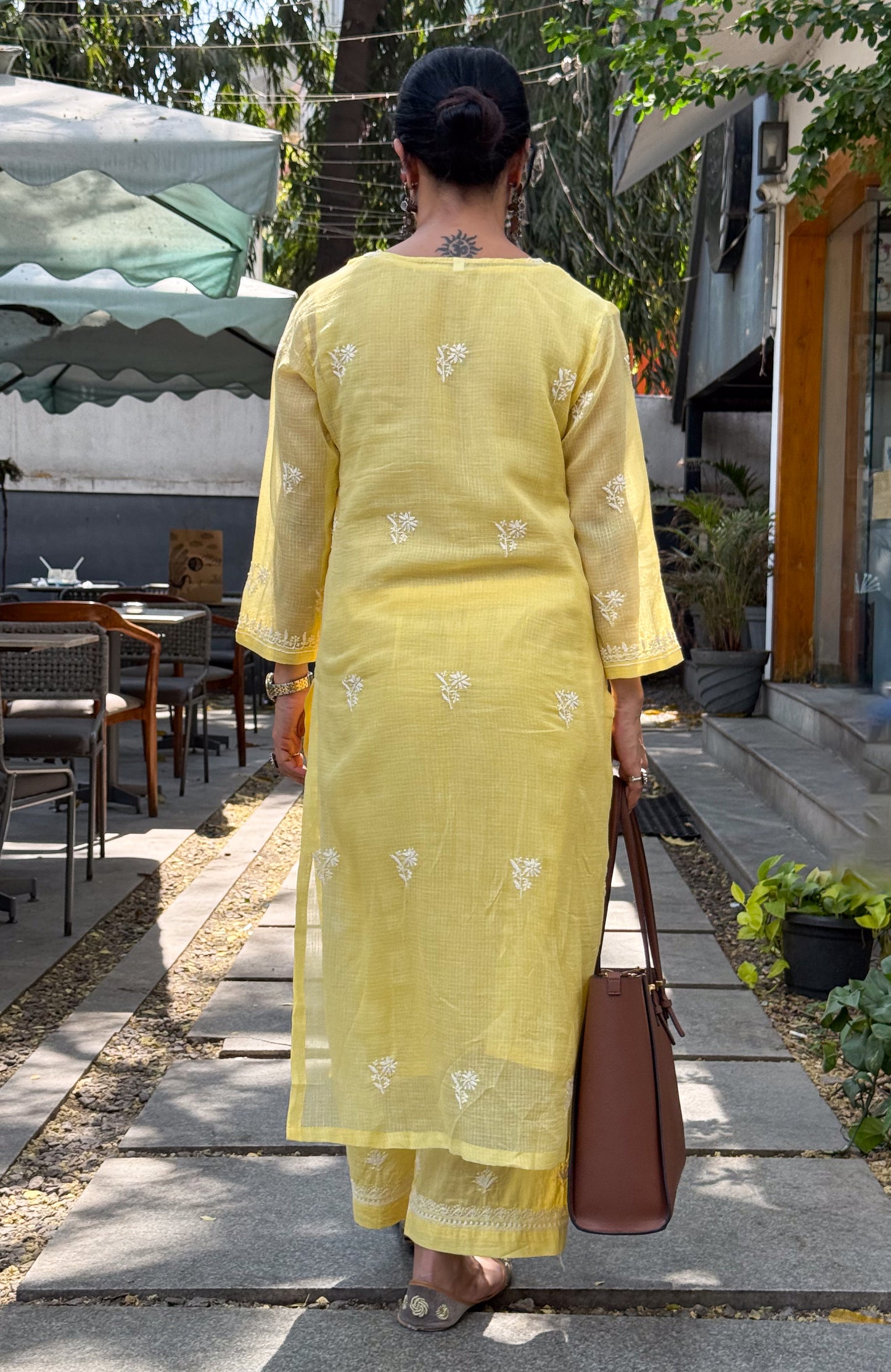 Handloom And Handembroidered Chikankari Kota Doria  Kurta