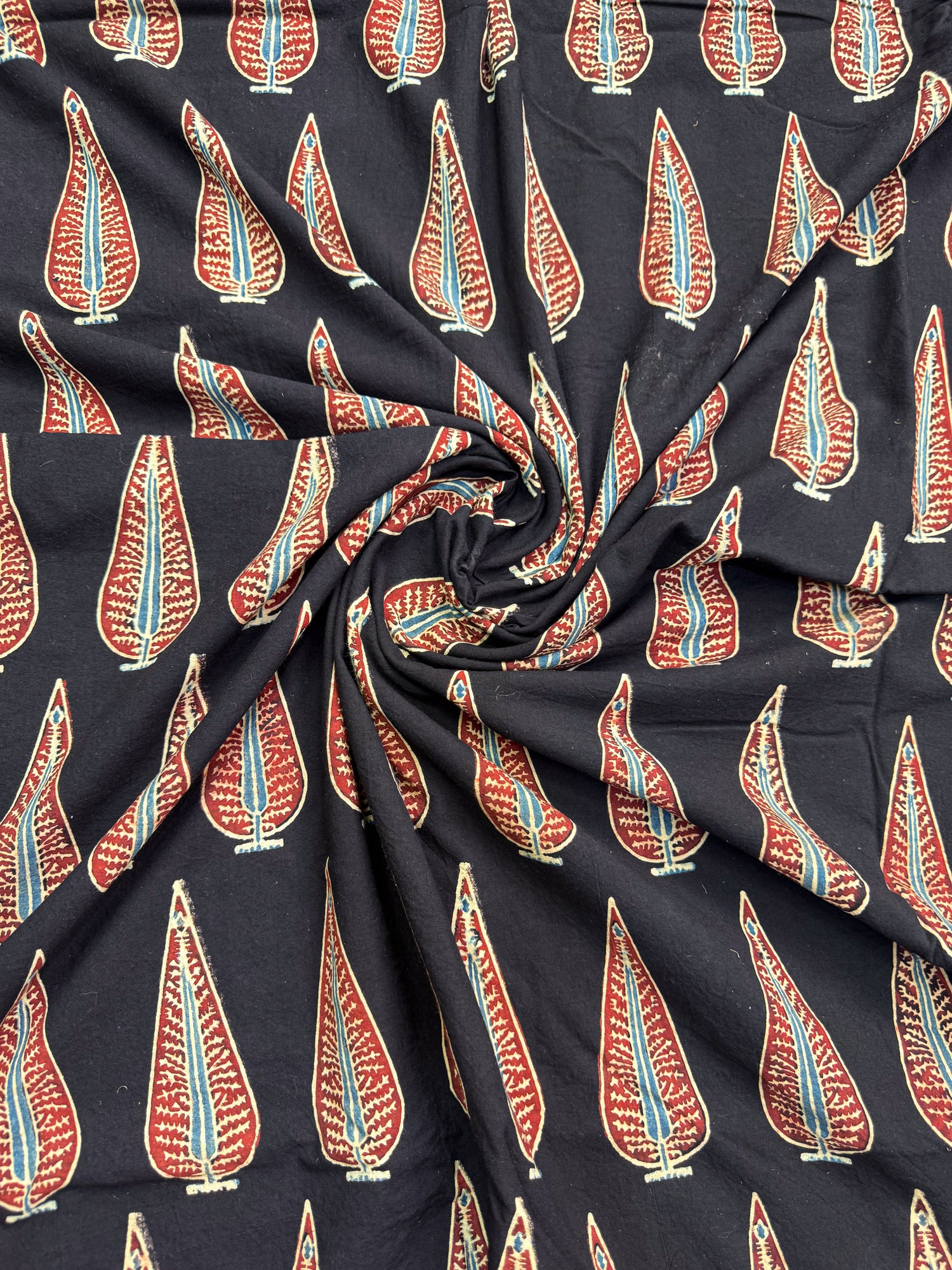 Handblock Printed Natural Dyed Ajrakh Cotton Fabric