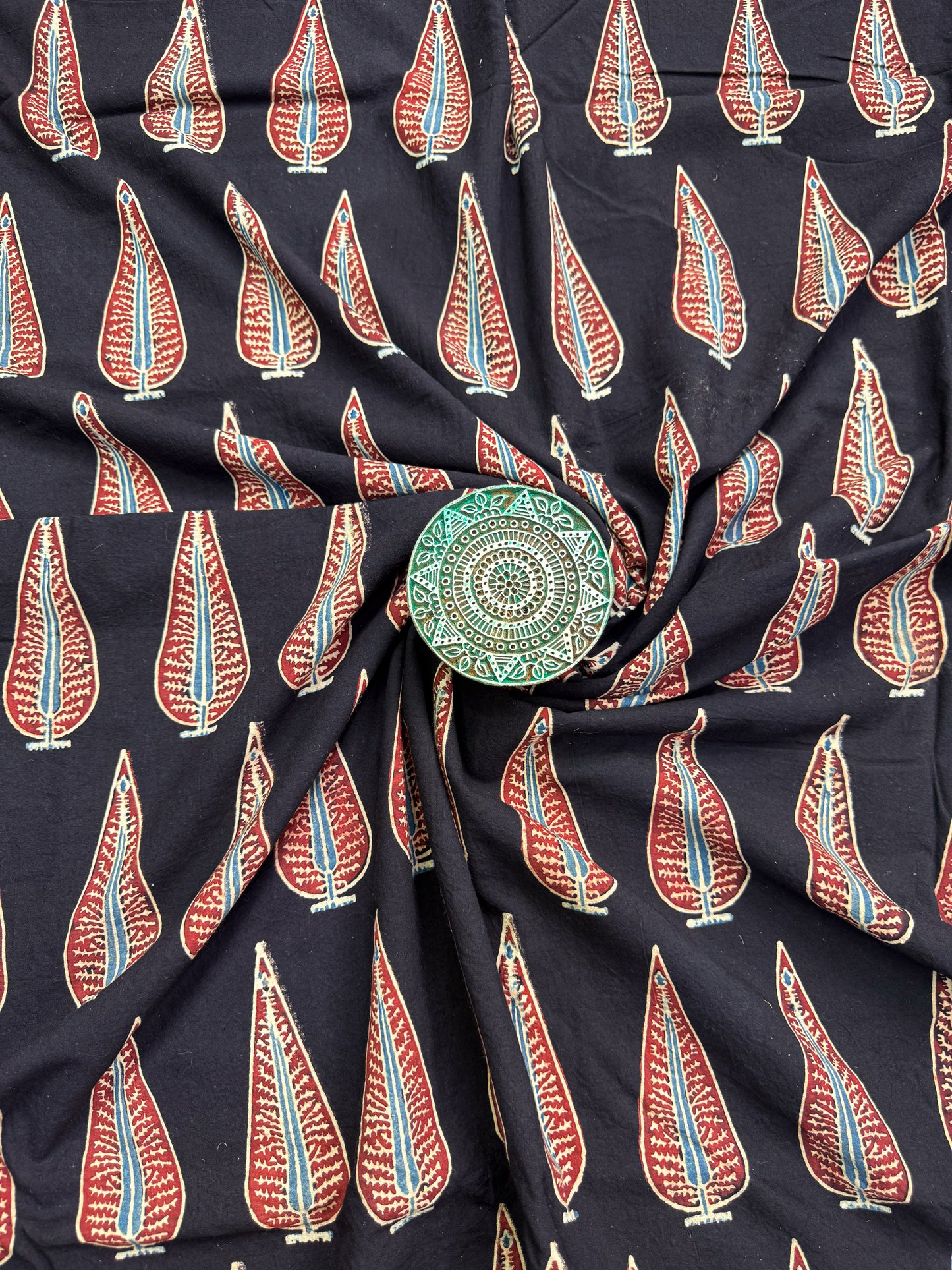 Handblock Printed Natural Dyed Ajrakh Cotton Fabric