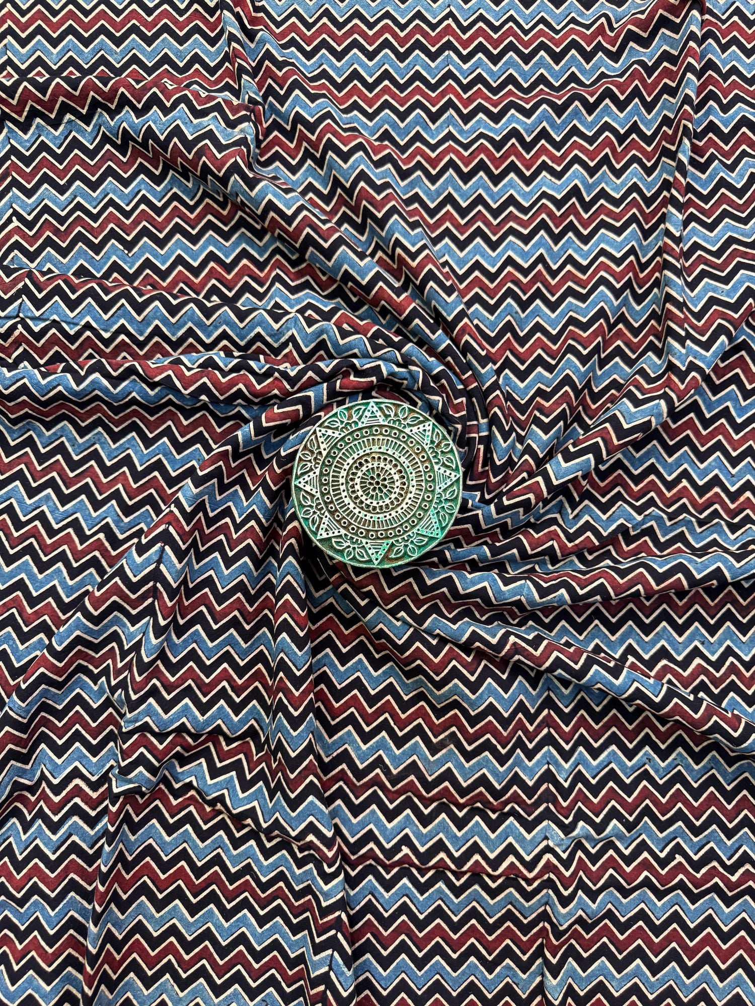 Handblock Printed Natural Dyed Ajrakh Cotton Fabric