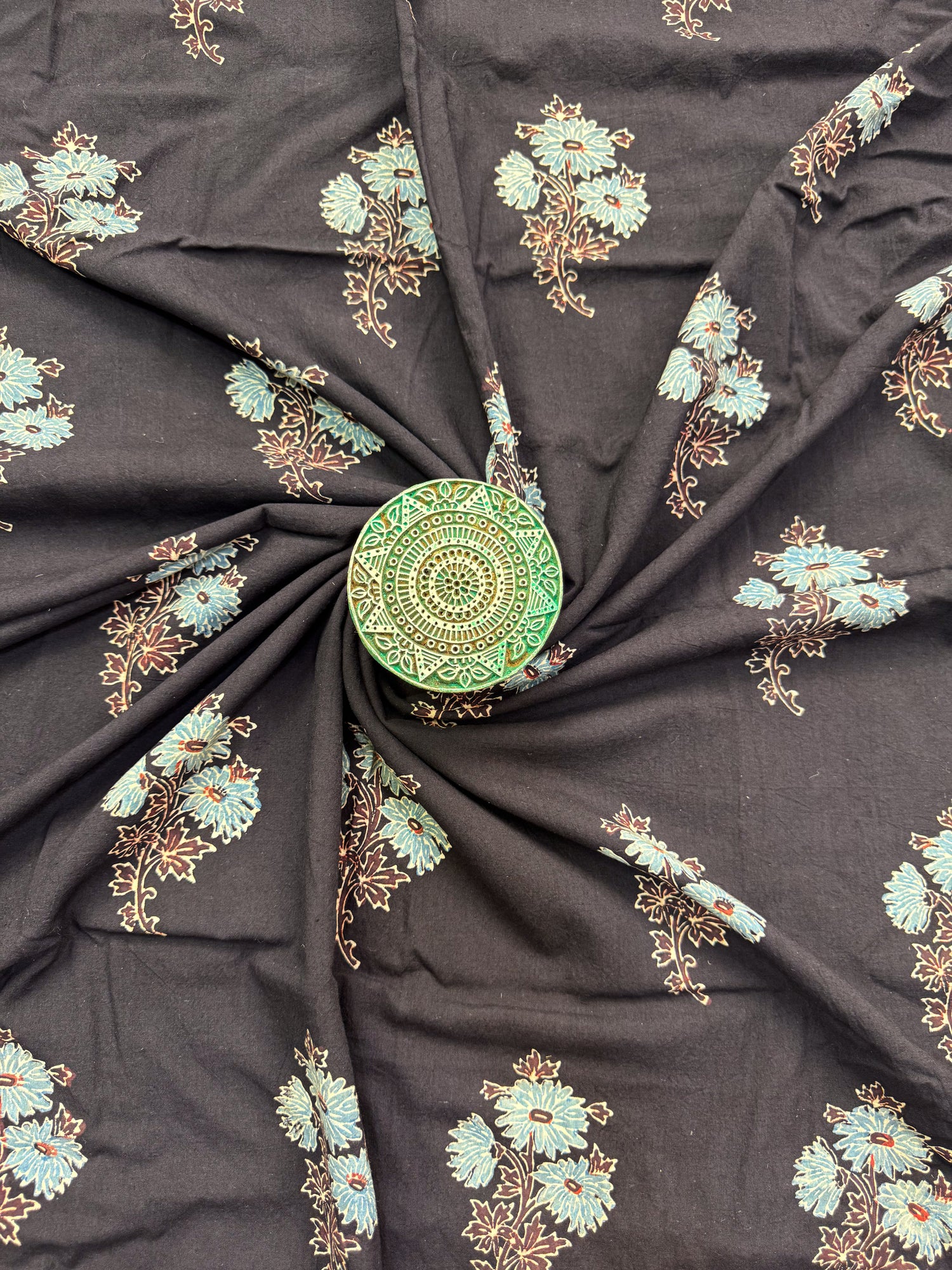 Handblock Printed Natural Dyed Ajrakh Cotton Fabric