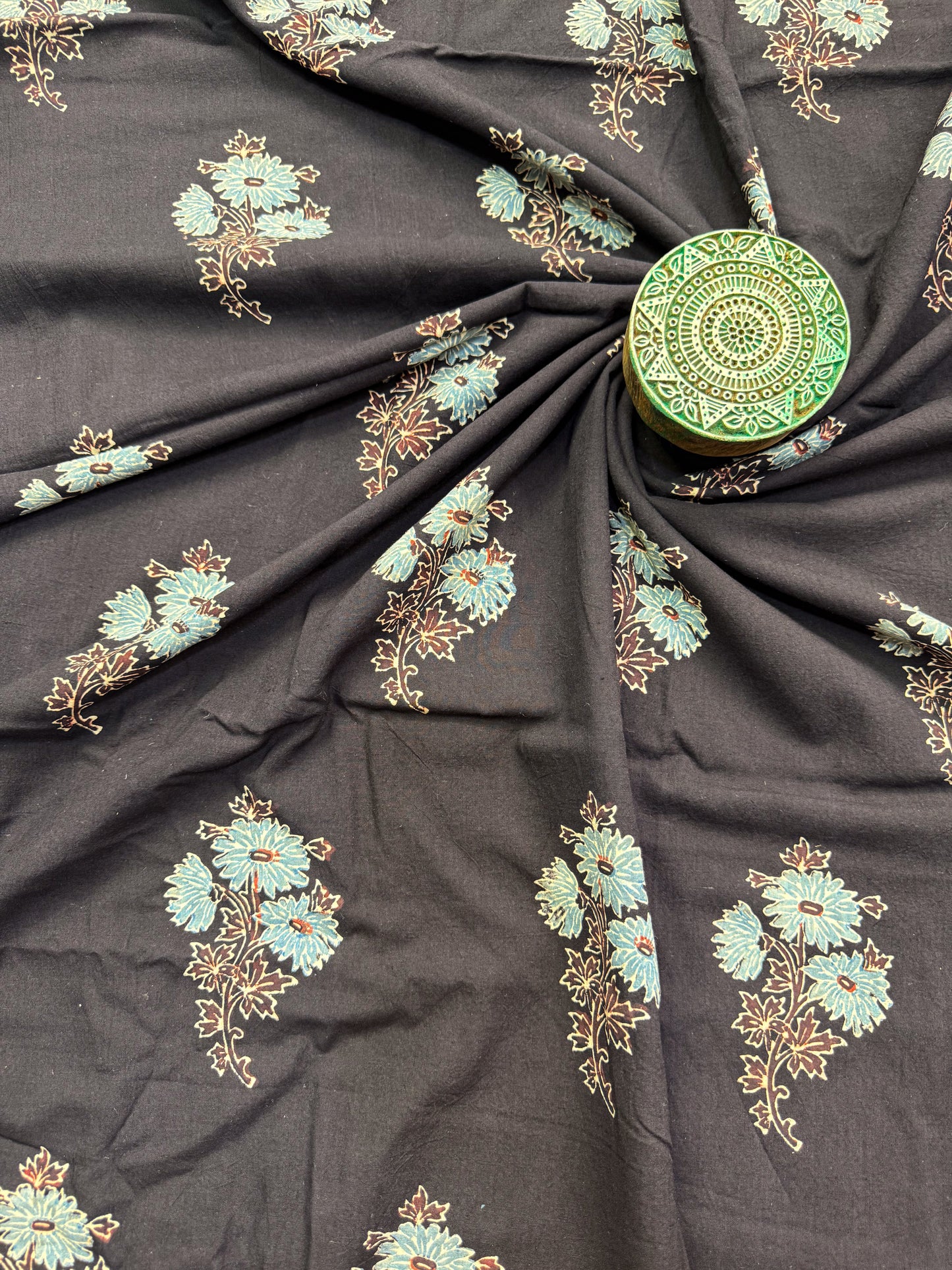 Handblock Printed Natural Dyed Ajrakh Cotton Fabric