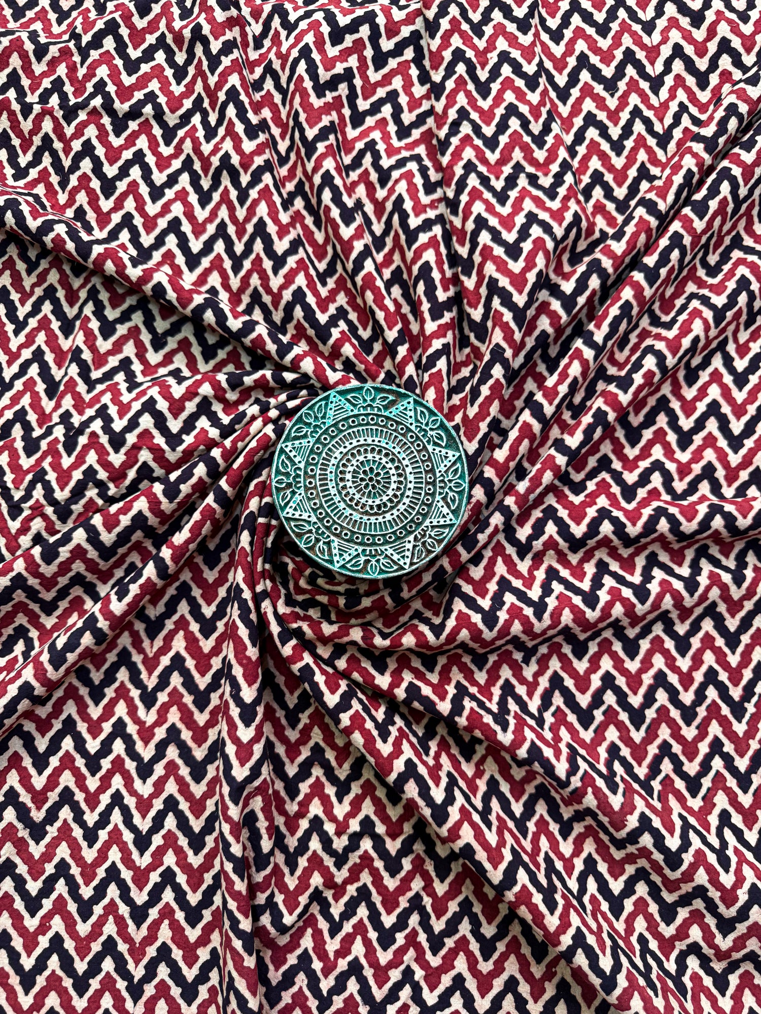 Handblock Printed Natural Dyed Ajrakh Cotton Fabric