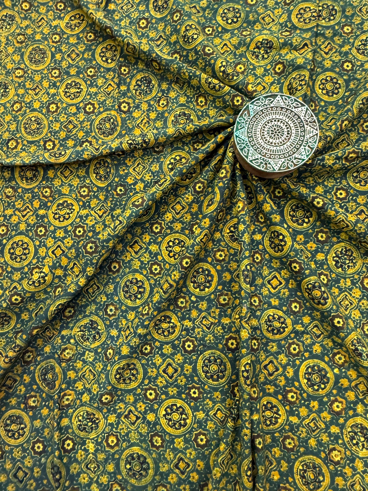 Handblock Printed Natural Dyed Ajrakh Cotton Fabric