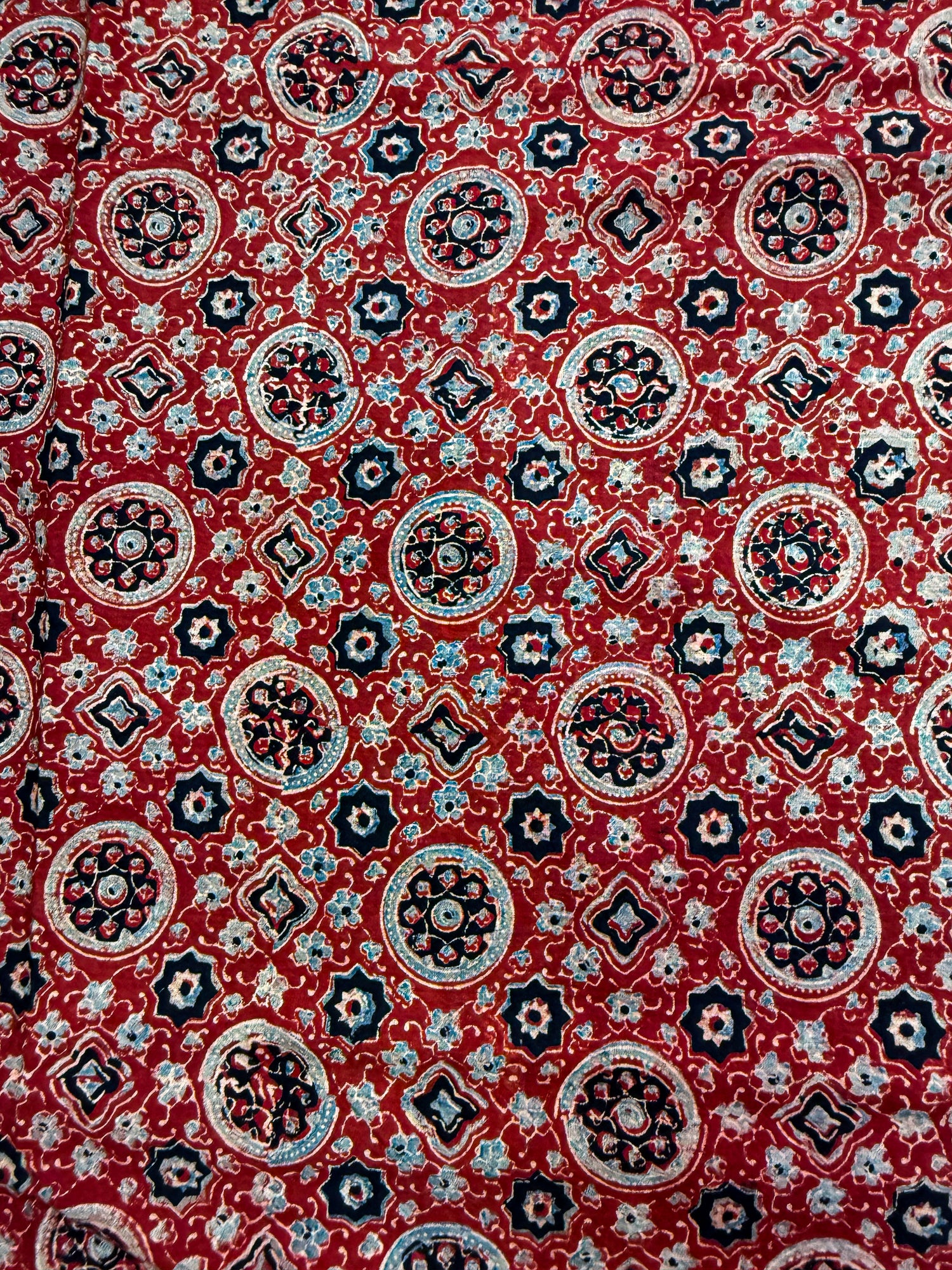 Handblock Printed Natural Dyed Ajrakh Cotton Fabric