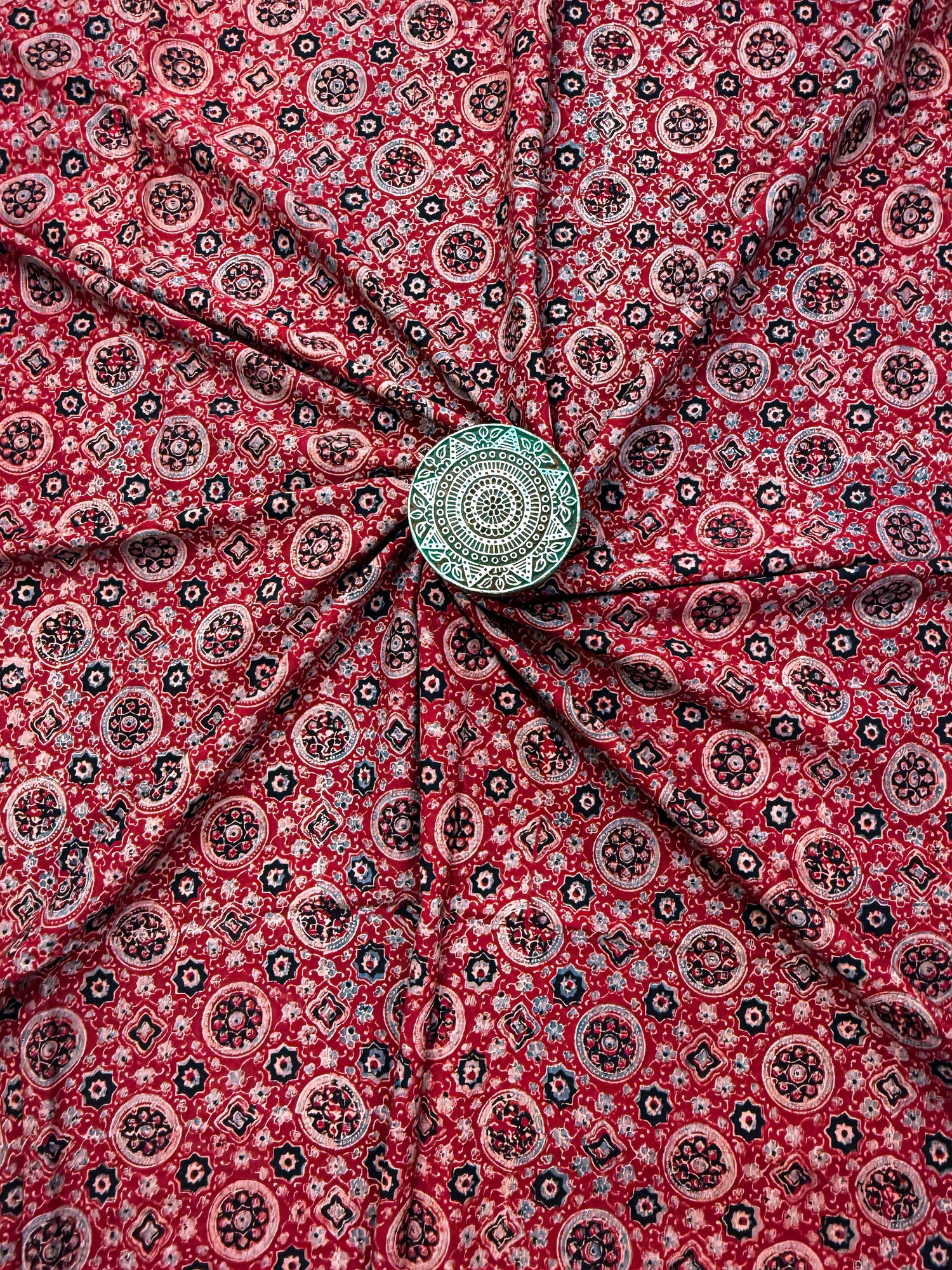 Handblock Printed Natural Dyed Ajrakh Cotton Fabric