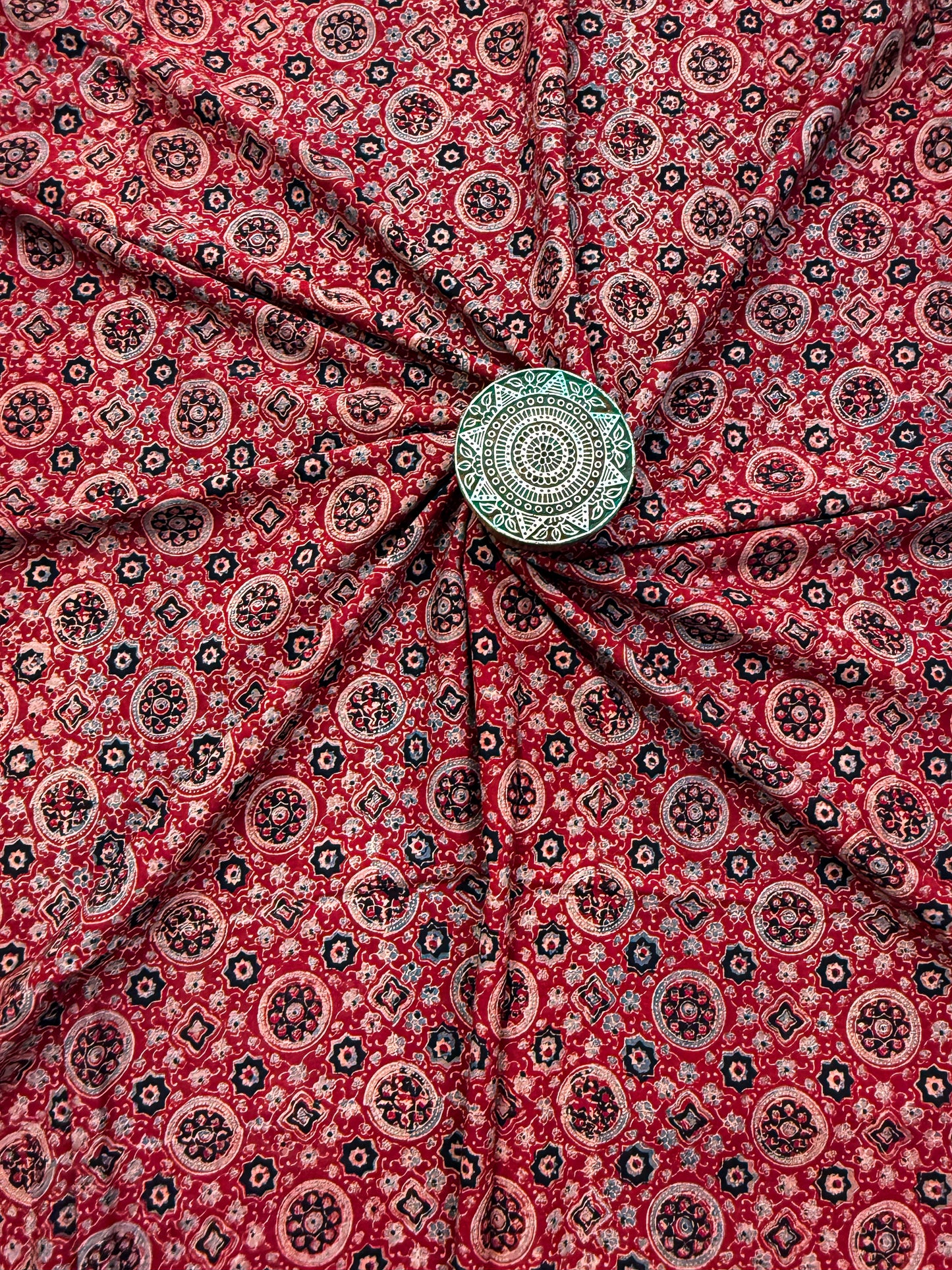 Handblock Printed Natural Dyed Ajrakh Cotton Fabric