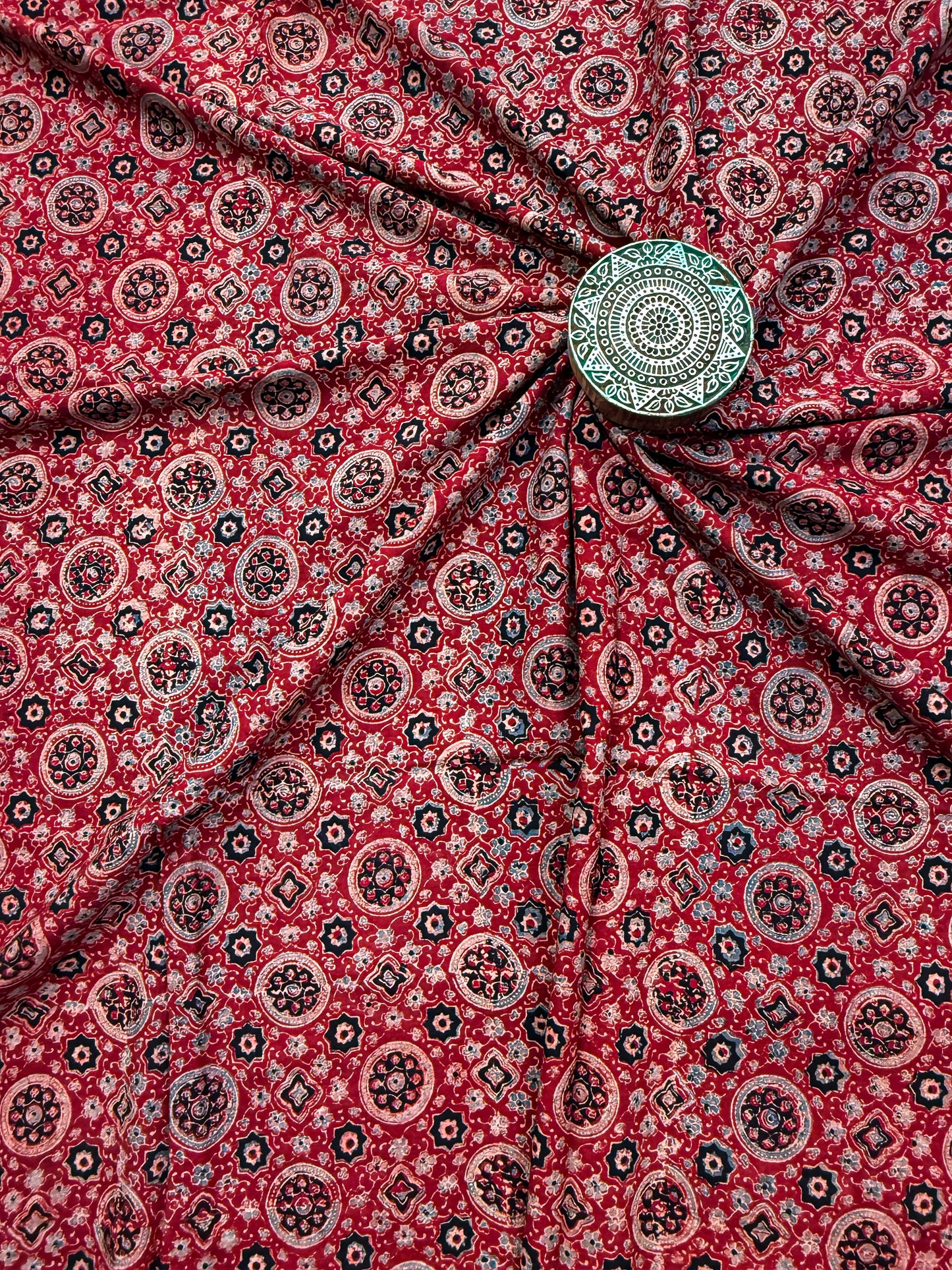 Handblock Printed Natural Dyed Ajrakh Cotton Fabric