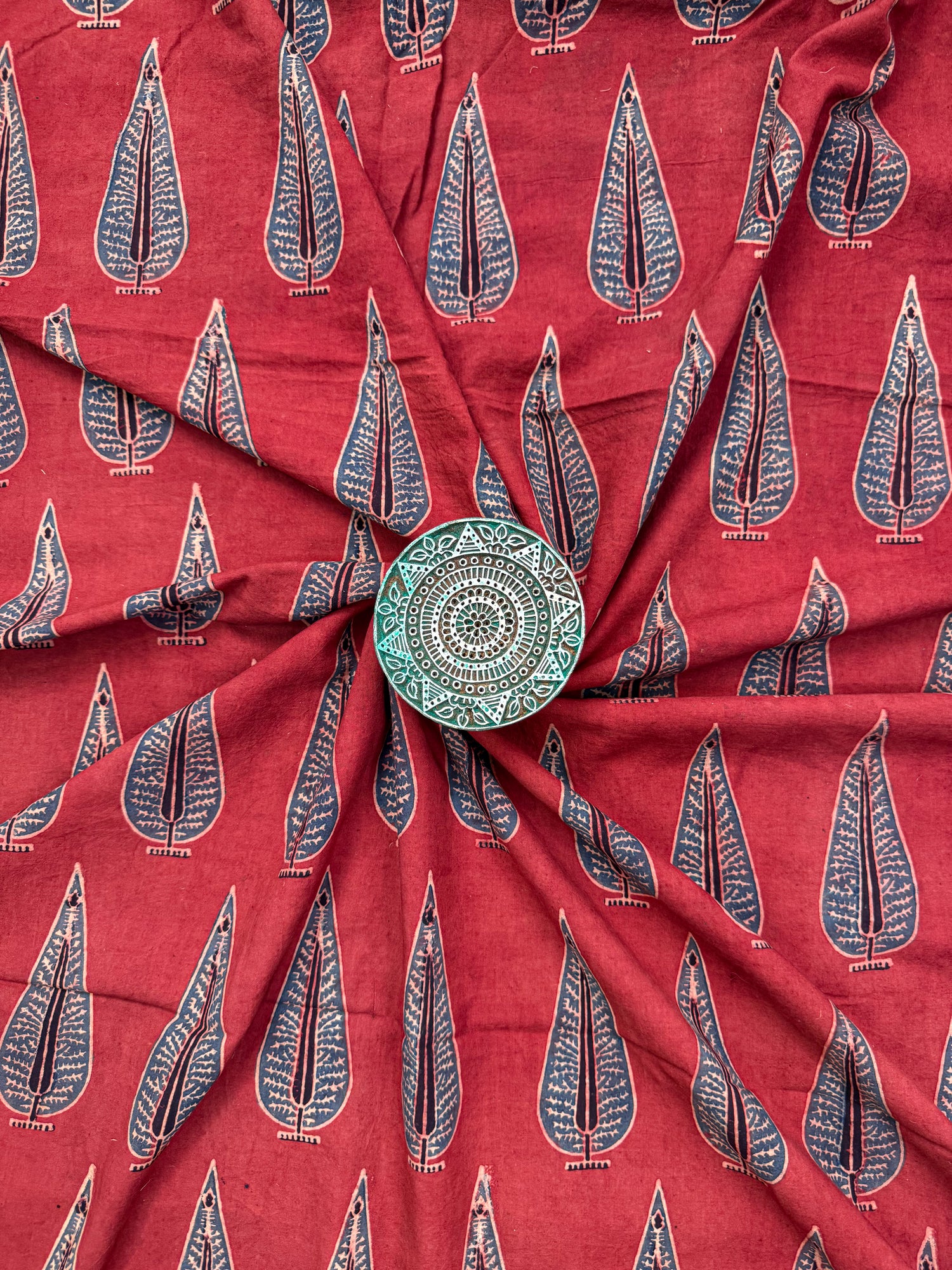 Handblock Printed Natural Dyed Ajrakh Cotton Fabric