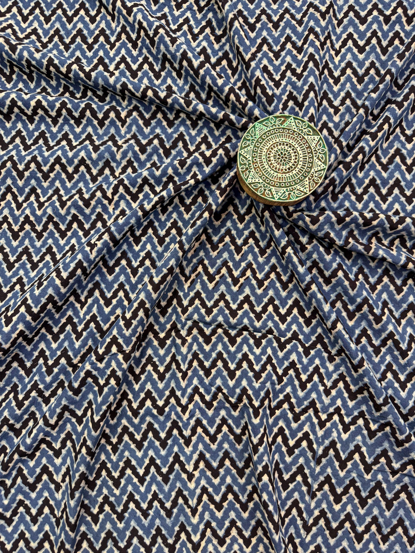 Handblock Printed Natural Dyed Ajrakh Cotton Fabric