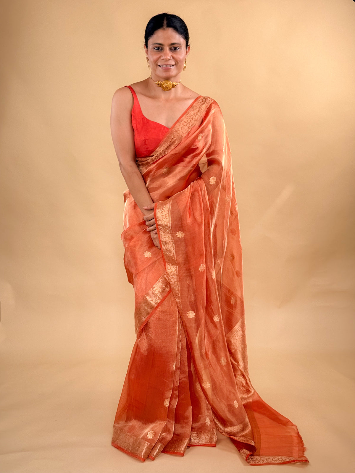 Handwoven Ektara Tissue Silk Banarasi Saree