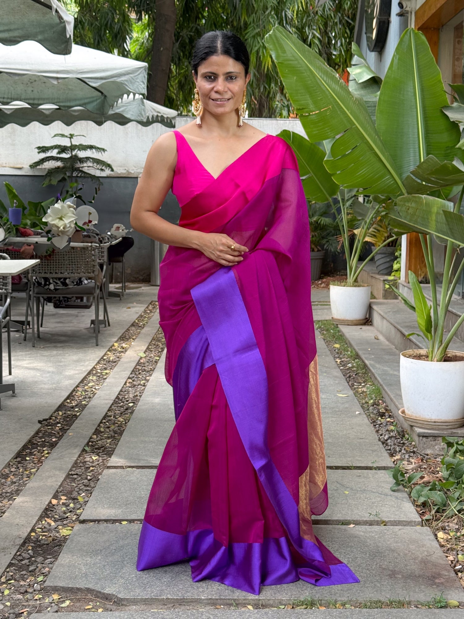 Handloom Chanderi Cotton Silk With Mashroo Silk Border  Saree