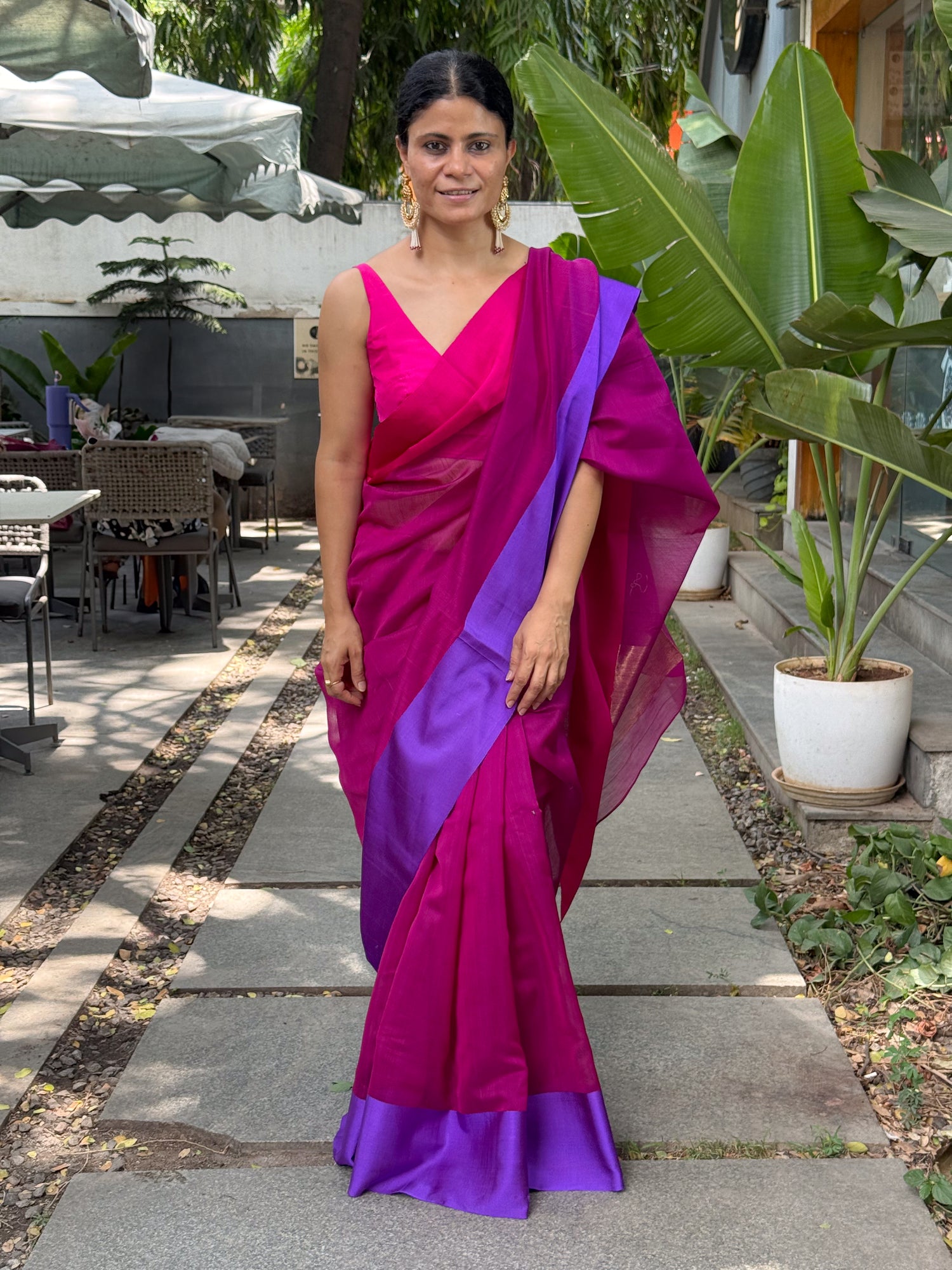 Handloom Chanderi Cotton Silk With Mashroo Silk Border  Saree