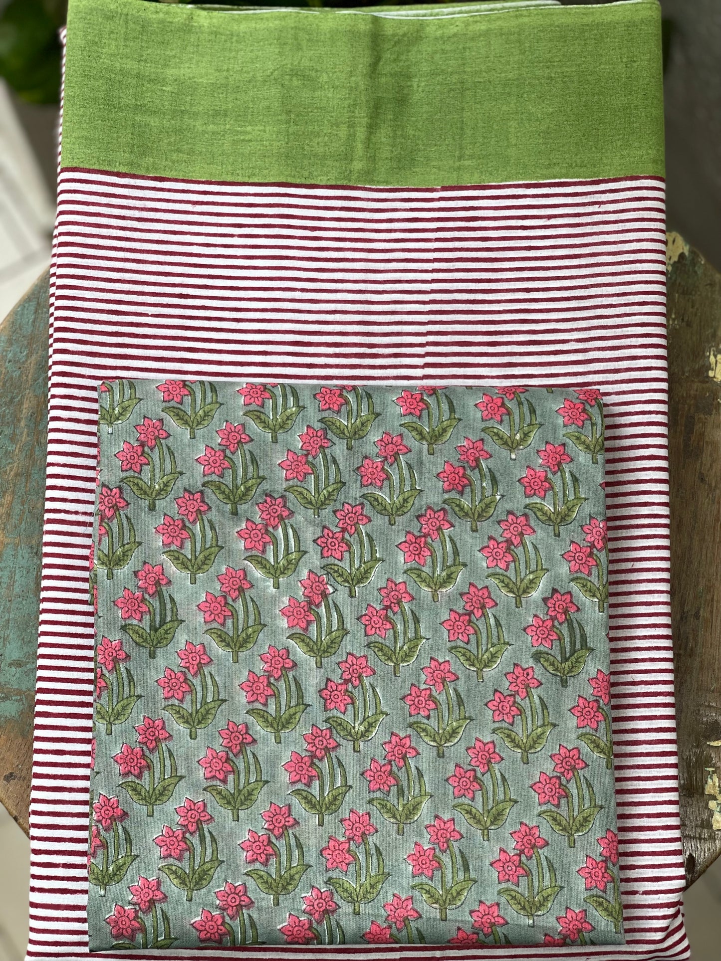 Handloom Cotton Sarees in handblock printed.