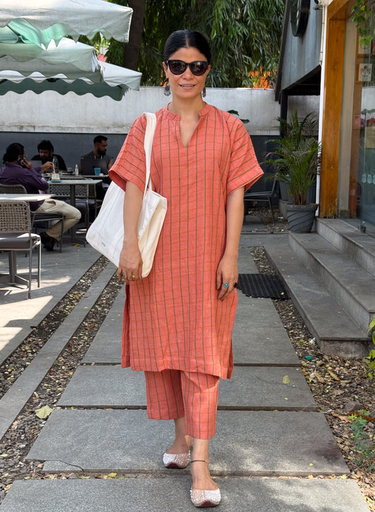Handloom Linen By Linen Handblock Printed Kurta