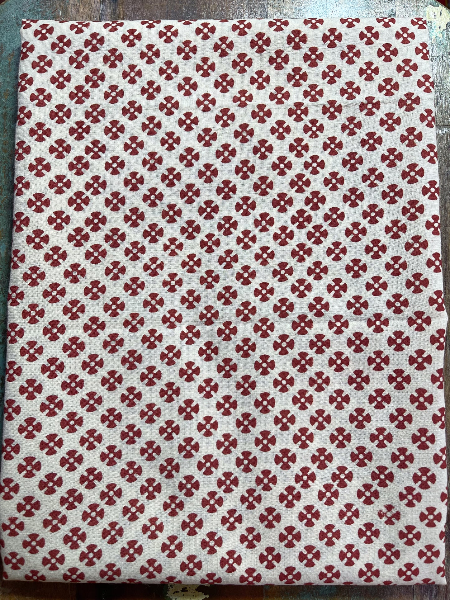 Handmade Natural Dyed Handblock Bagru / Dabu Printed Kota Doria Saree With Dabu Patch Border.